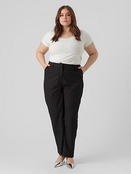 vero moda curve curve zelda high rise straight leg trouser - black