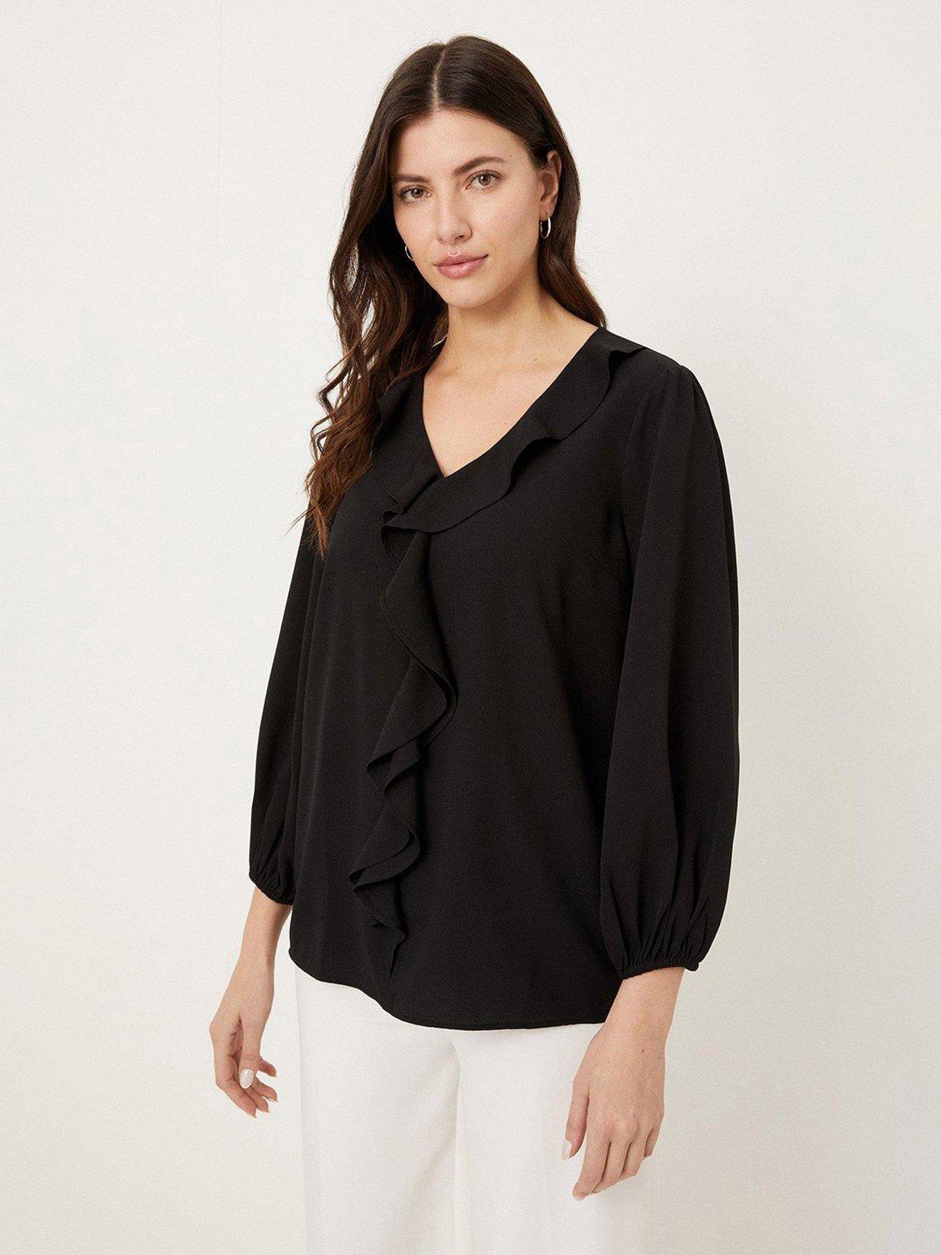 Ruffle front best sale blouse plus size