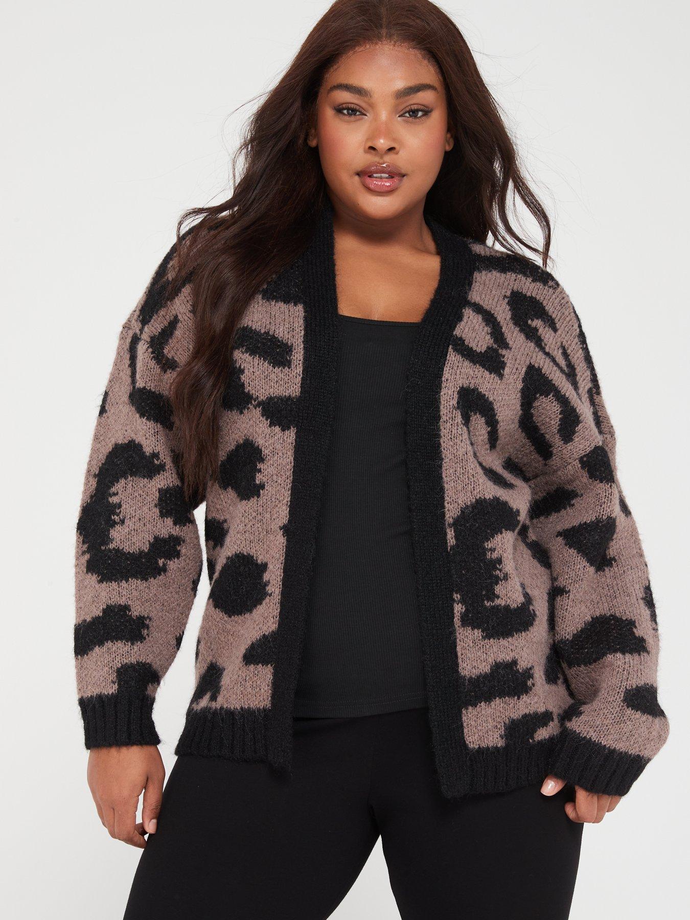 Leopard print shop open front cardigan