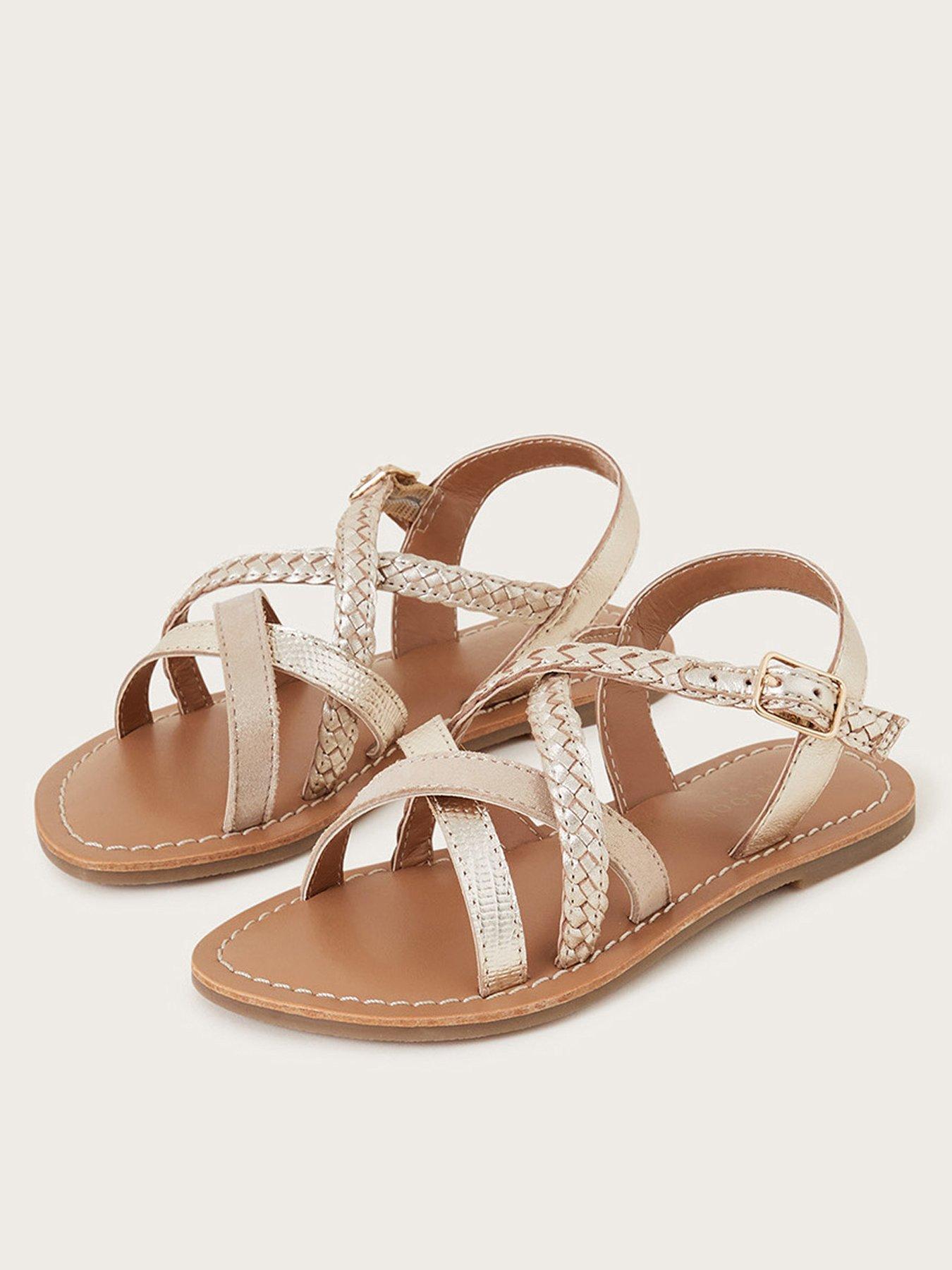 Bella ruffled metallic hot sale leather sandal