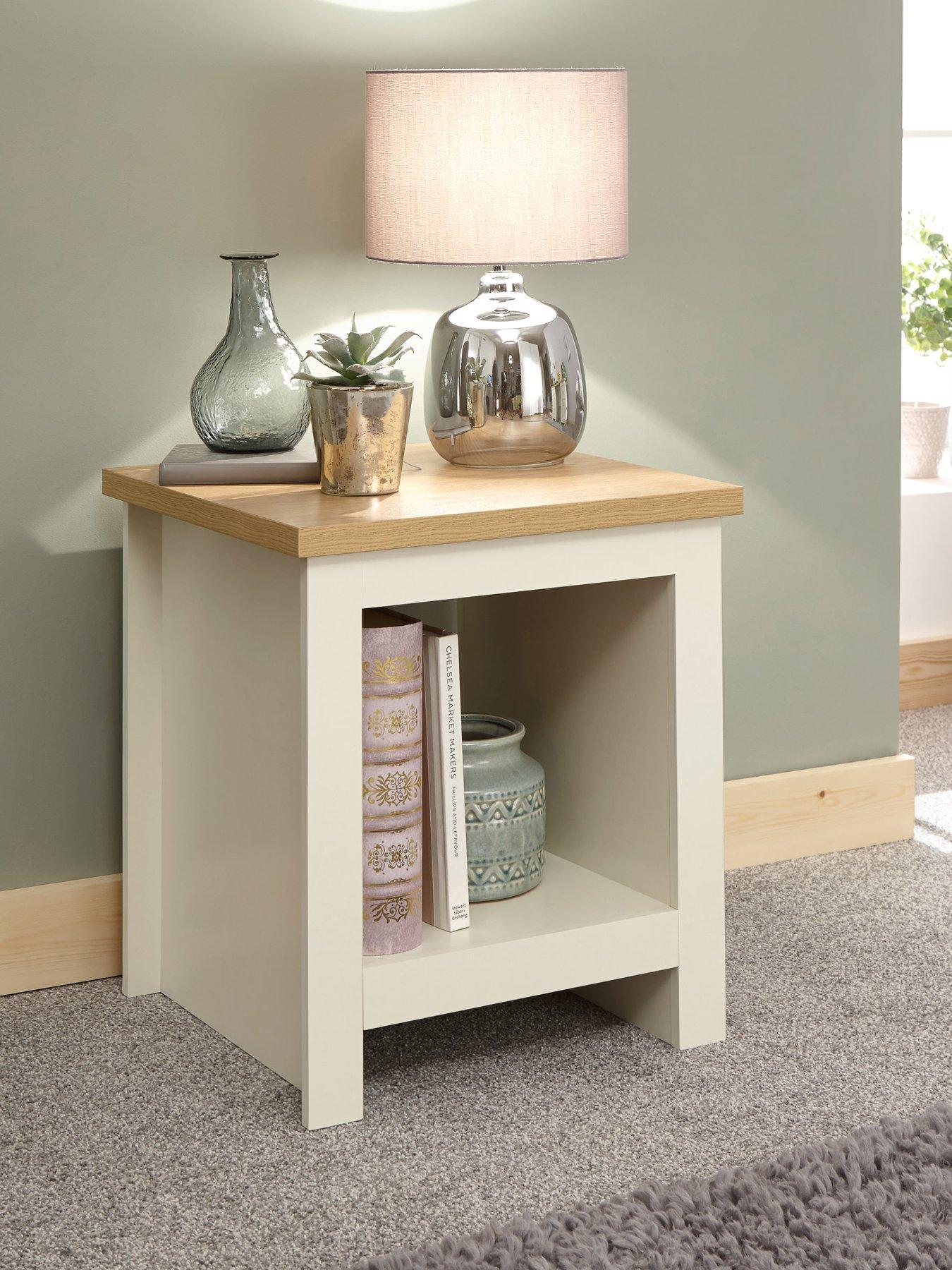 undefined Lancaster Side Table with Shelf - Cream