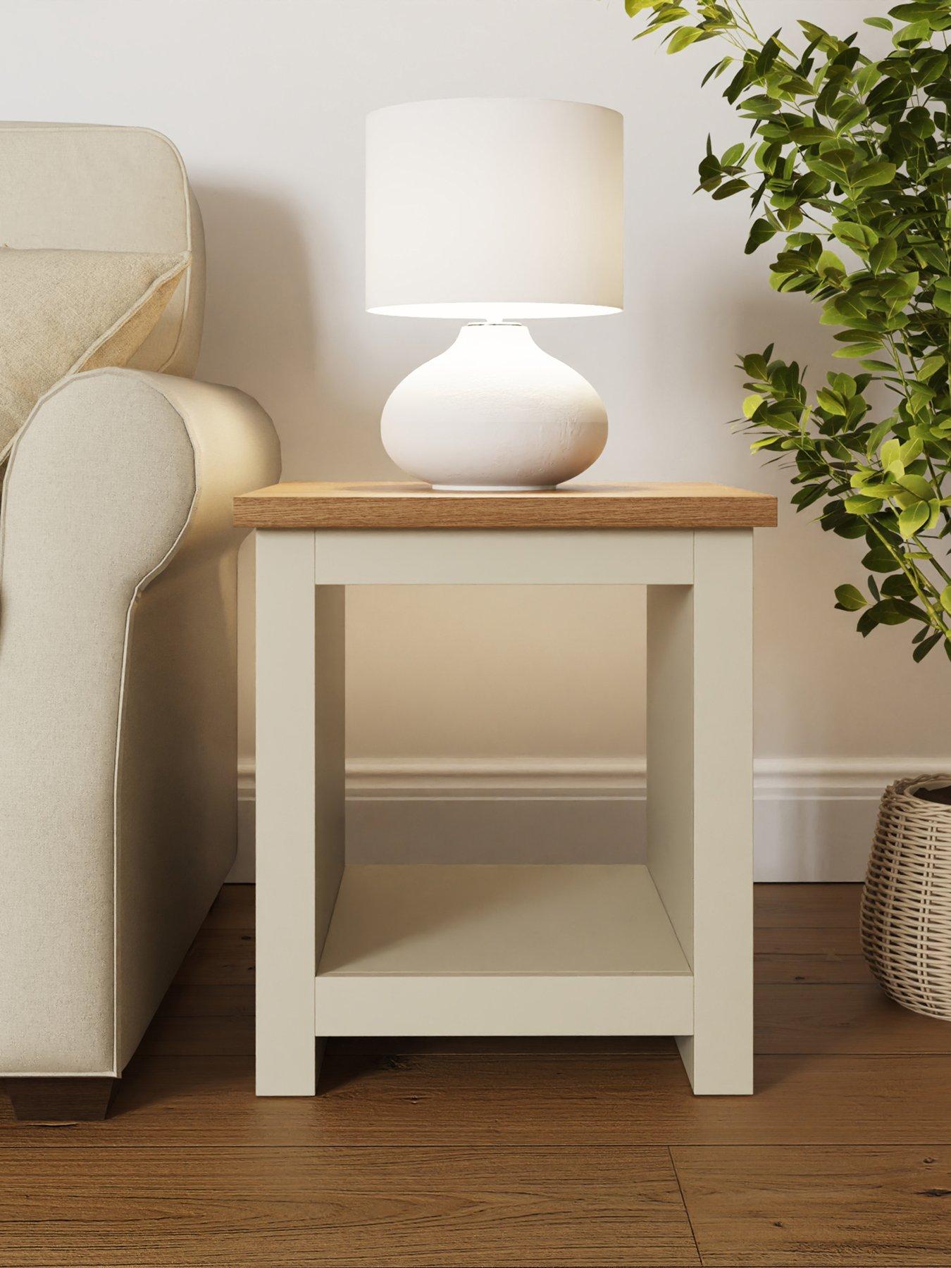 GFW Lancaster Side Table with Shelf - Cream