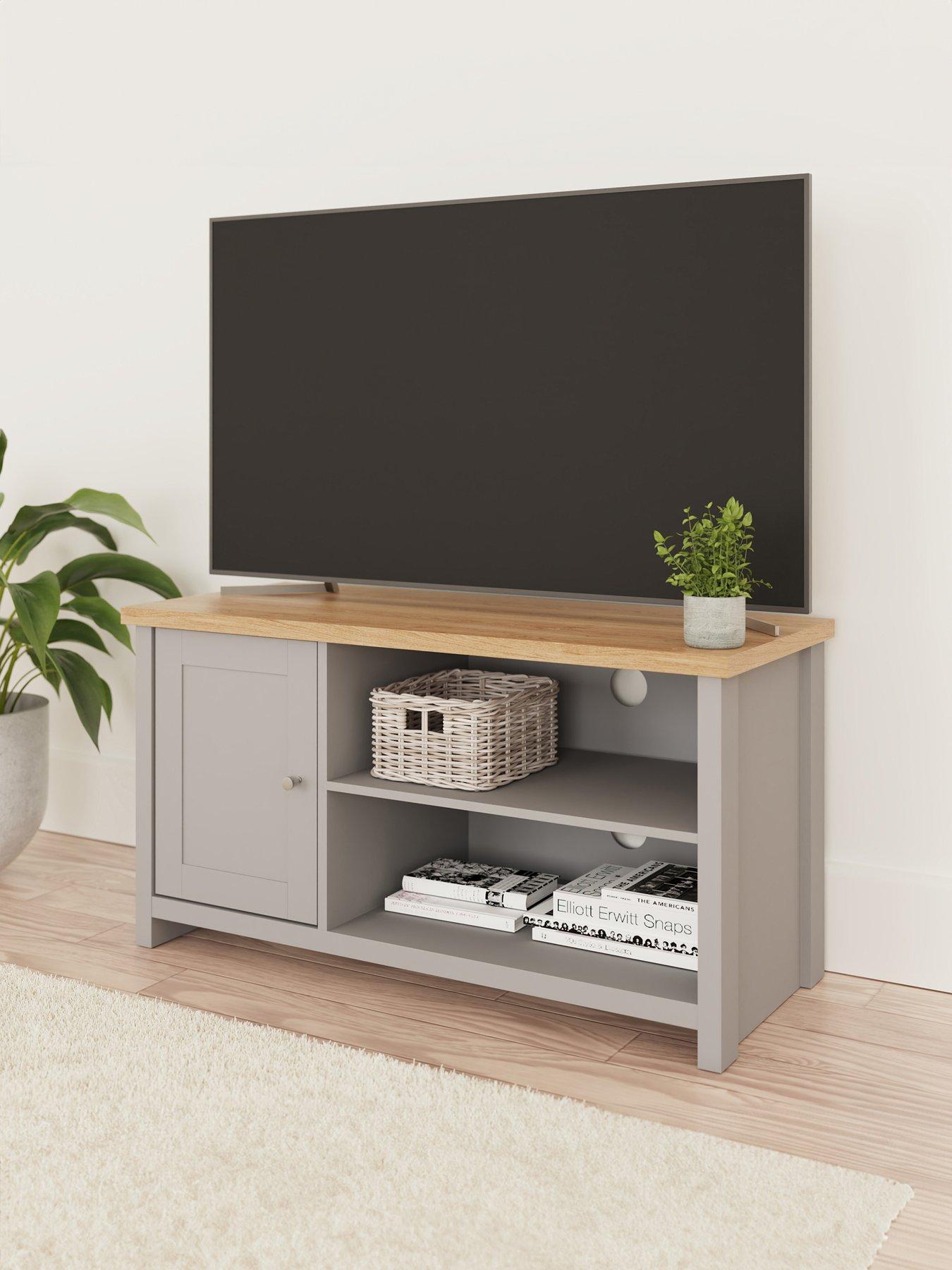 undefined Lancaster 1 Door Small TV Cabinet - fits up to 43 inch TV - Grey/Oak