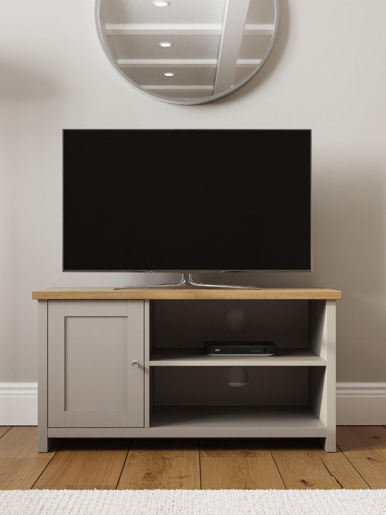GFW Lancaster 1 Door Small TV Cabinet - fits up to 43 inch TV - Grey/Oak