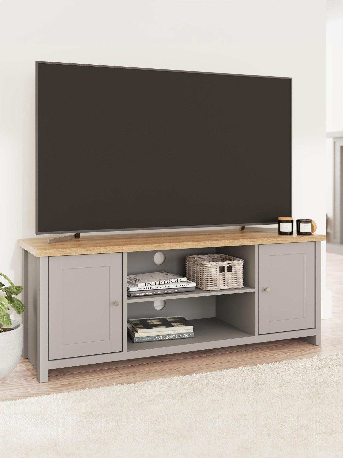 Product photograph of Gfw Lancaster 2 Door Large Tv Cabinet - Fits Up To 55 Inch Tv - Grey Oak from very.co.uk