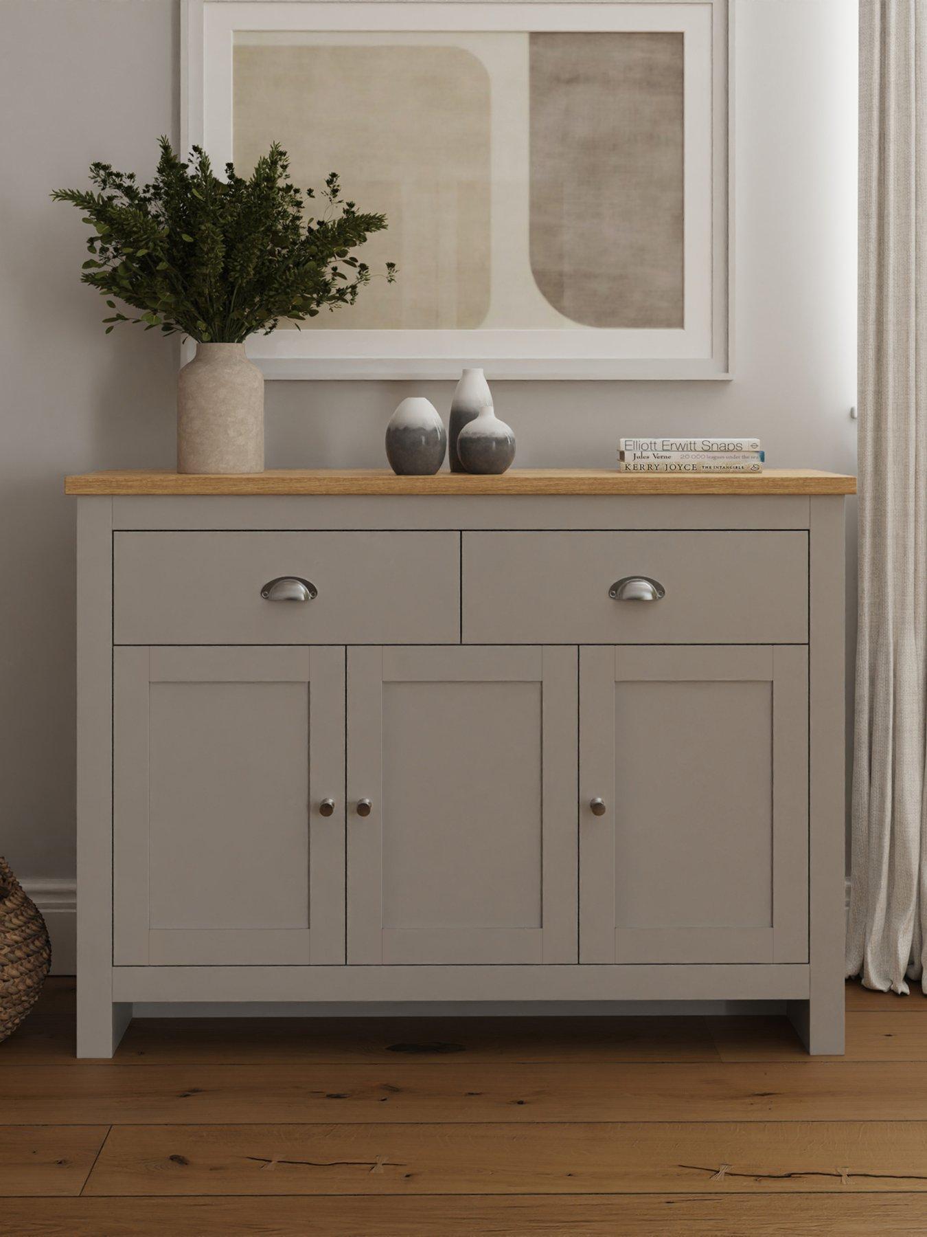 GFW Lancaster 3 Door, 2 Drawer Sideboard - Grey