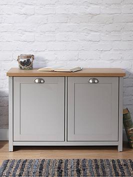 Product photograph of Gfw Lancaster 2 Door Shoe Storage Cabinet - Grey from very.co.uk