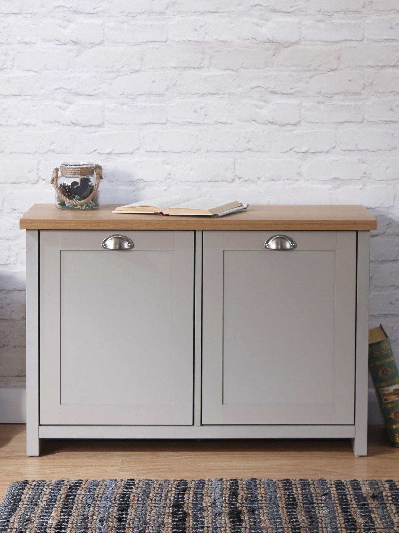 GFW Lancaster 2 Door Shoe Storage Cabinet - Grey