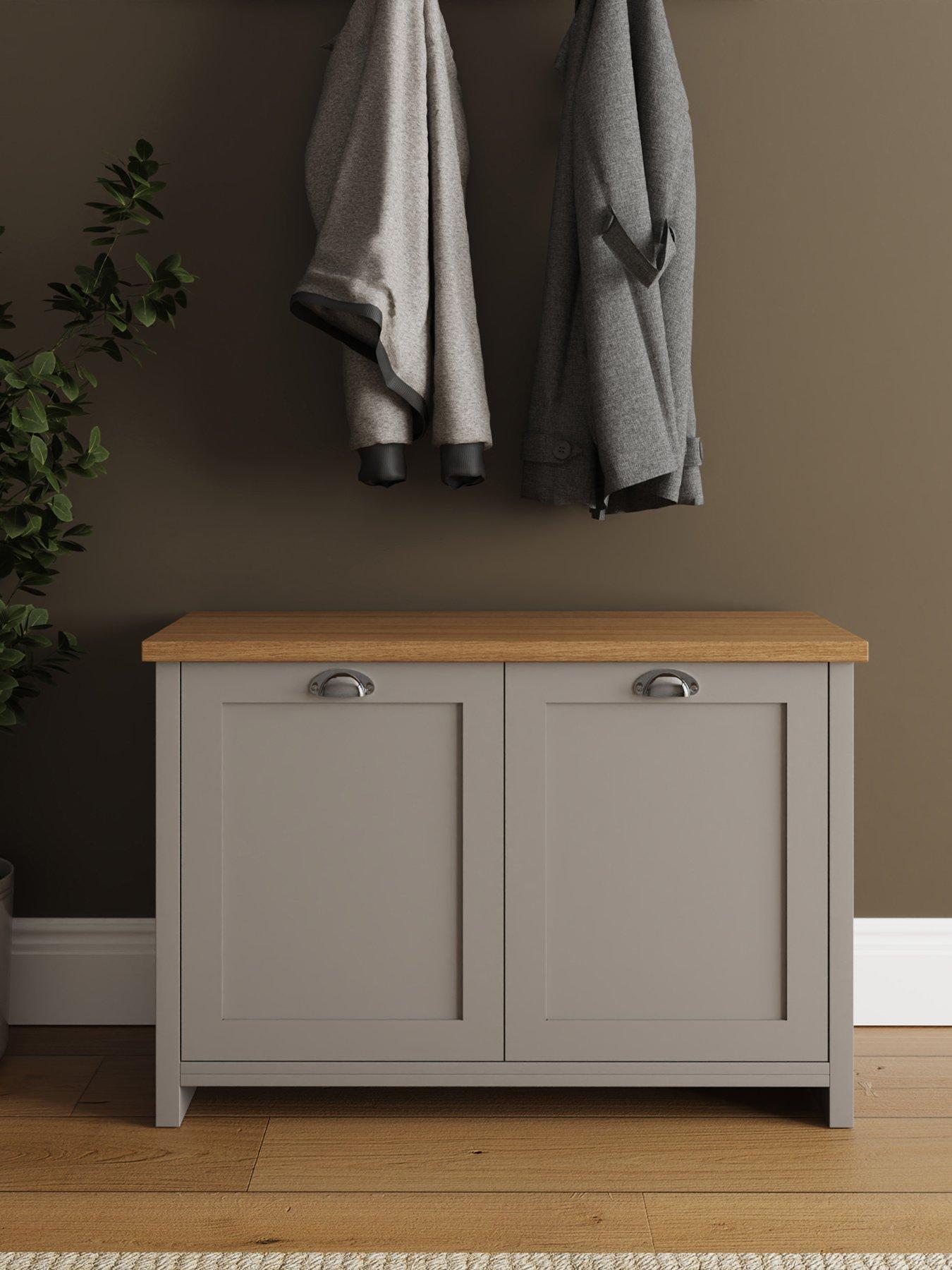 GFW Lancaster 2 Door Shoe Storage Cabinet - Grey