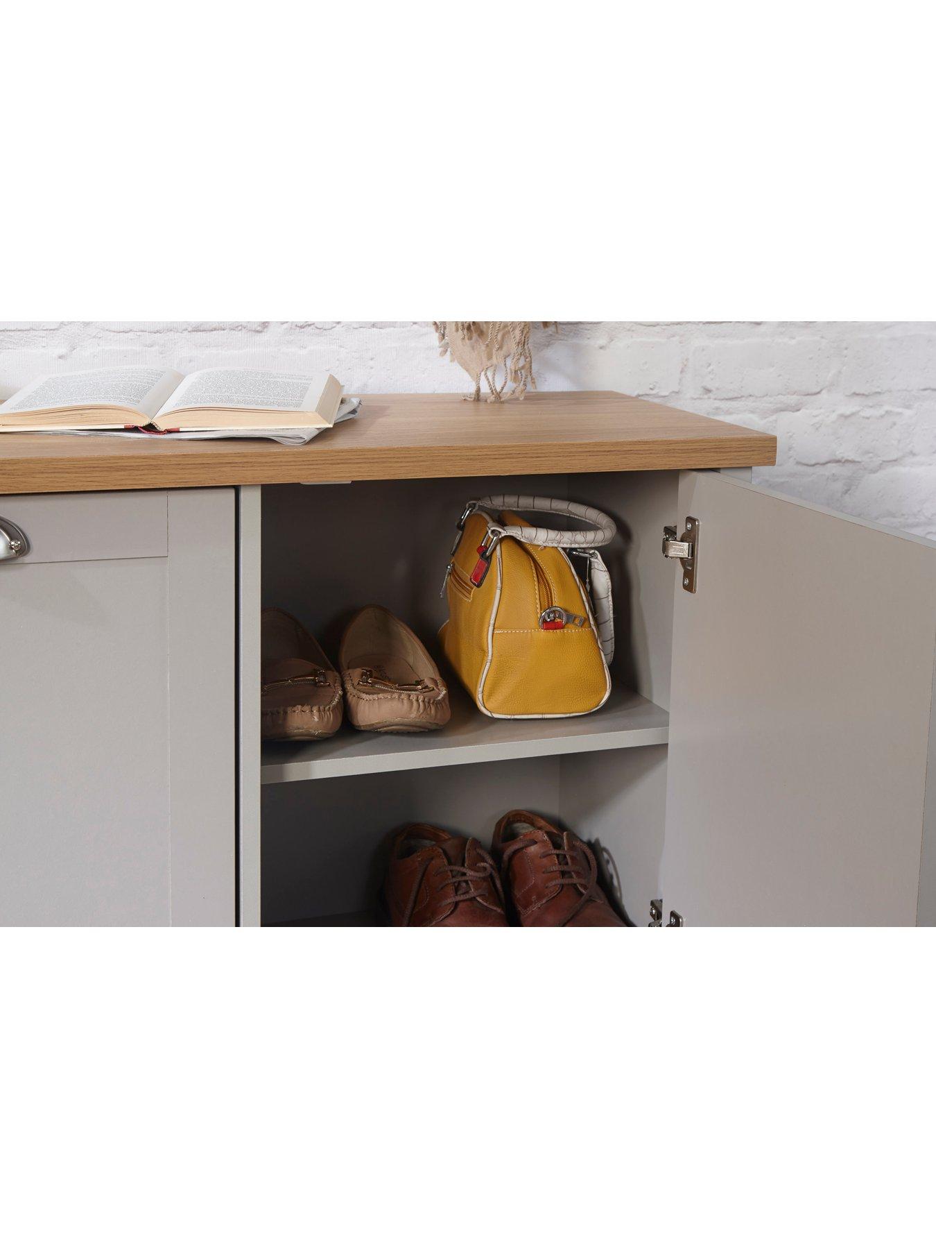 GFW Lancaster 2 Door Shoe Storage Cabinet Grey Very