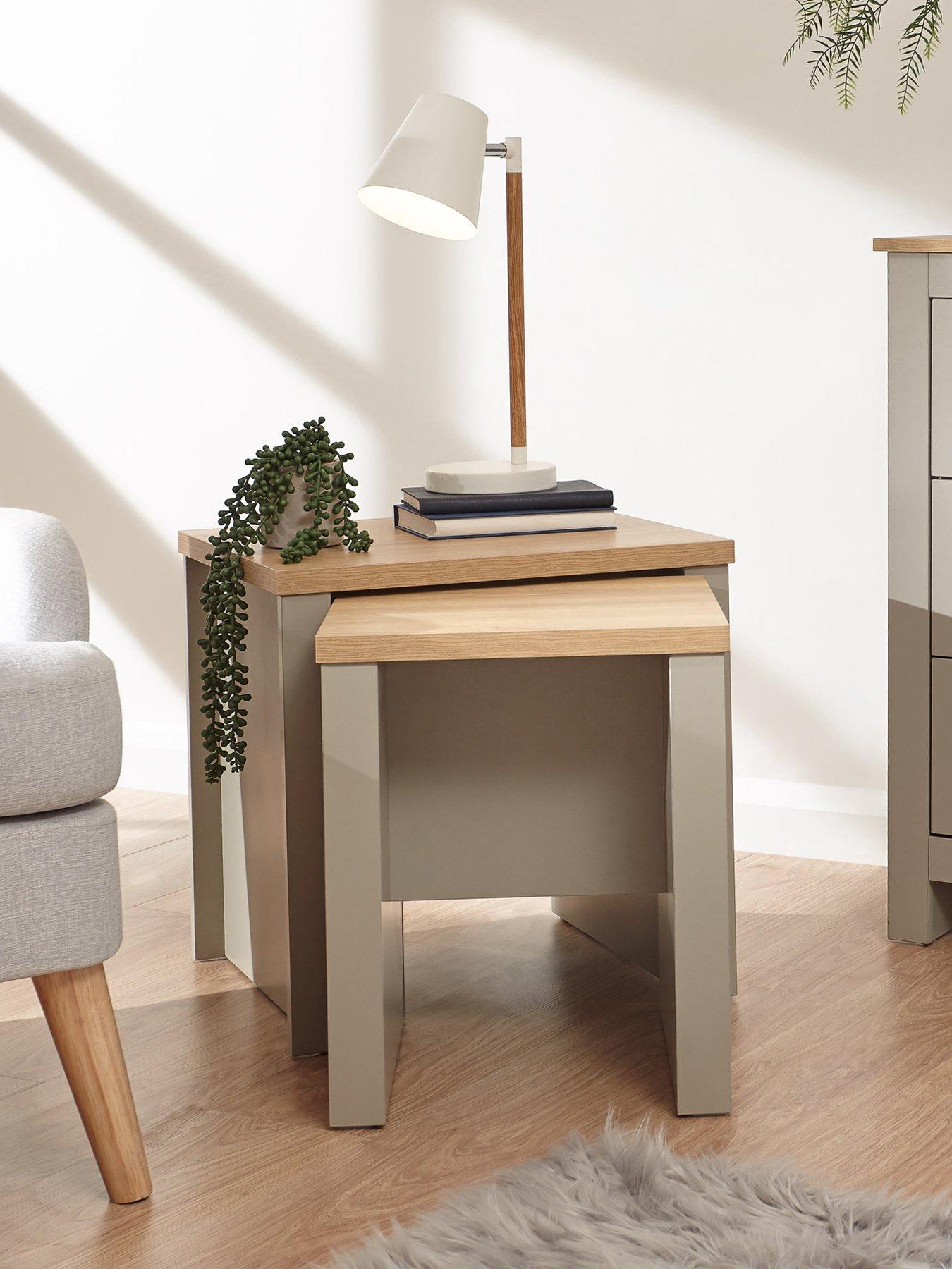 Product photograph of Gfw Lancaster Nest Of Tables - Grey Oak from very.co.uk