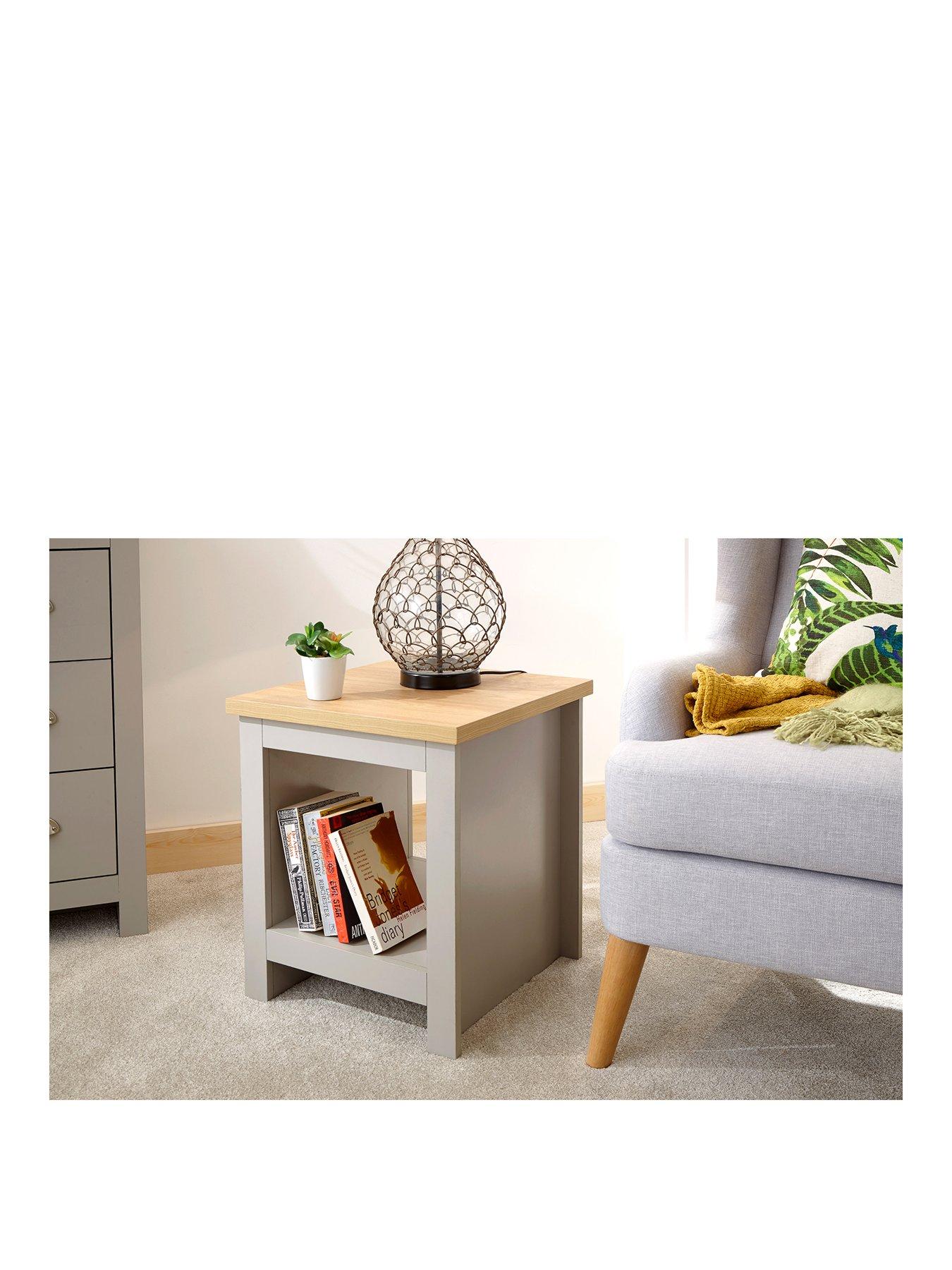 Image 2 of 5 of GFW Lancaster Side Table with Shelf - Grey/Oak