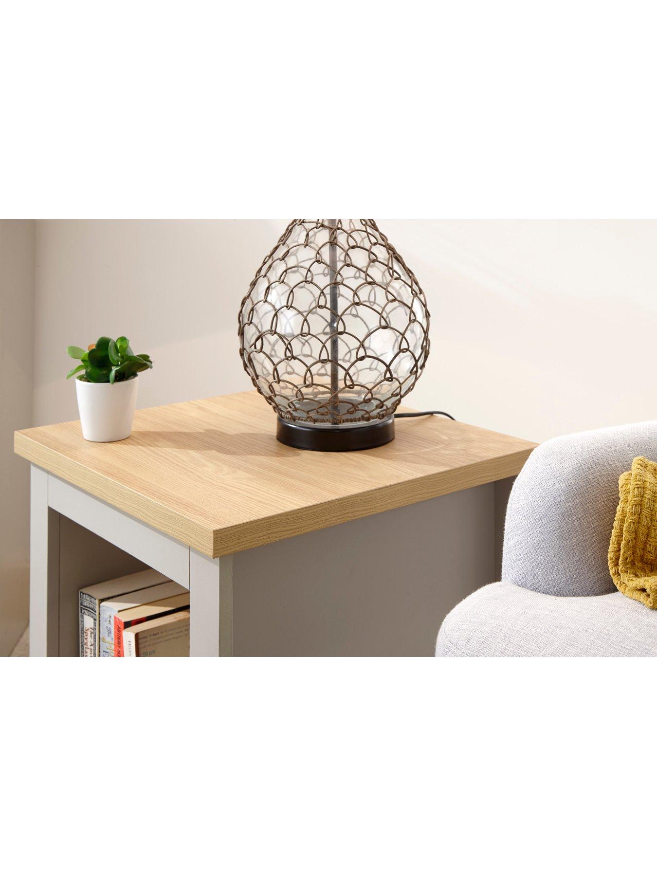 Image 4 of 5 of GFW Lancaster Side Table with Shelf - Grey/Oak