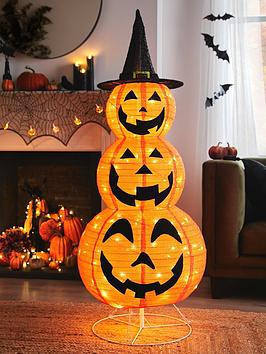 Product photograph of Very Home Light Up Pumpkin Stack Indoor Outdoor Halloween Decoration from very.co.uk