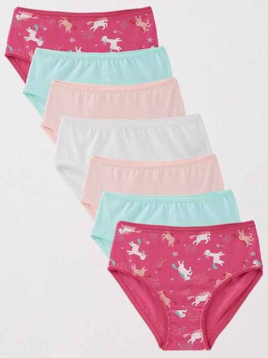 front image of everyday-girls-7-pack-unicorn-briefs-multi