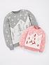  image of mini-v-by-very-girls-family-mini-me-mountain-and-reindeer-christmas-jumper--nbsppink