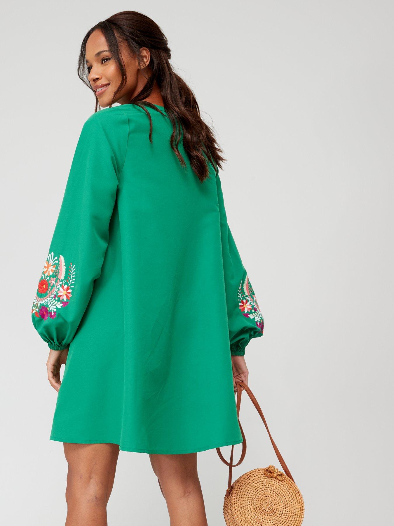 Long sleeve outlet embroidered dress