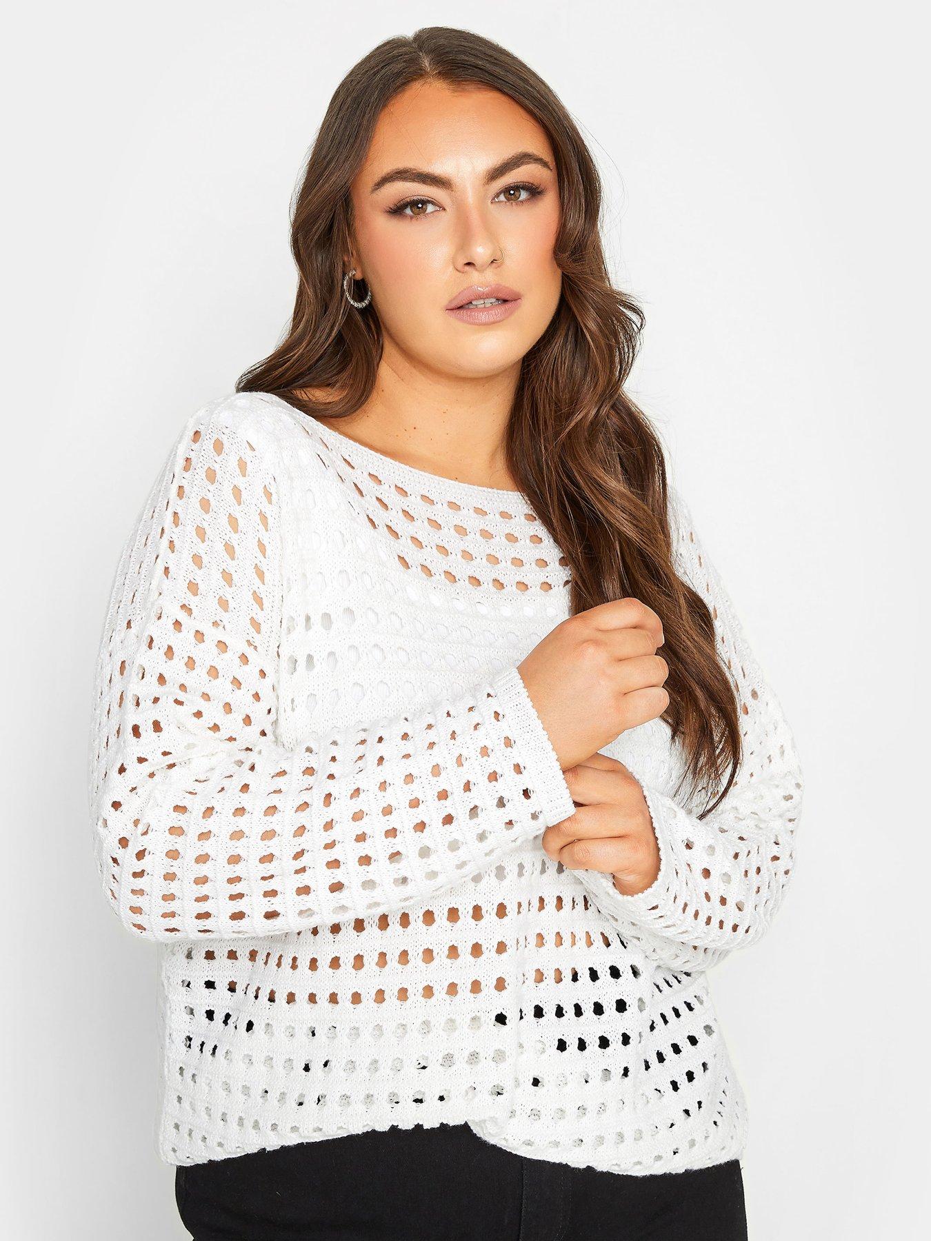 Attract It Long Sleeve Crochet Crop Off White