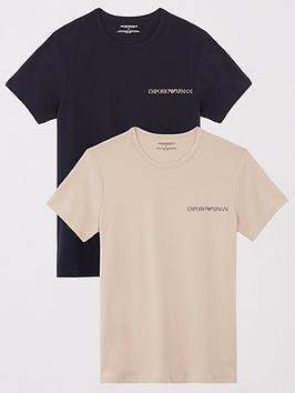 emporio armani bodywear core logoband 2 pack t-shirt - black/beige