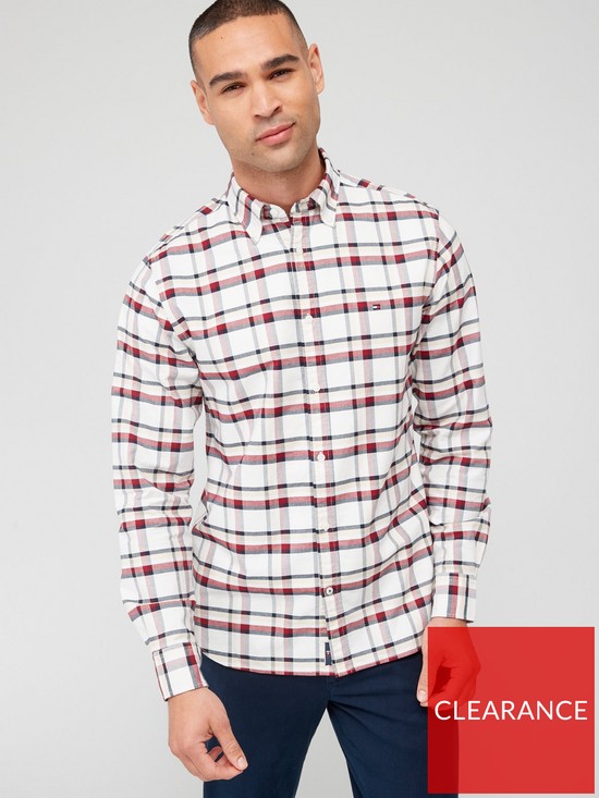 front image of tommy-hilfiger-long-sleeve-regular-fit-checked-shirt-white