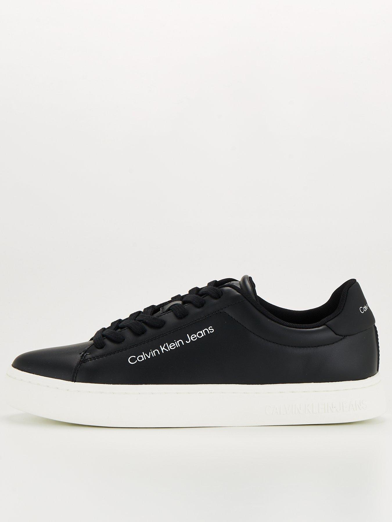 Calvin Klein Jeans Classic Cupsole Lace-Up Leather Trainer - Black/White