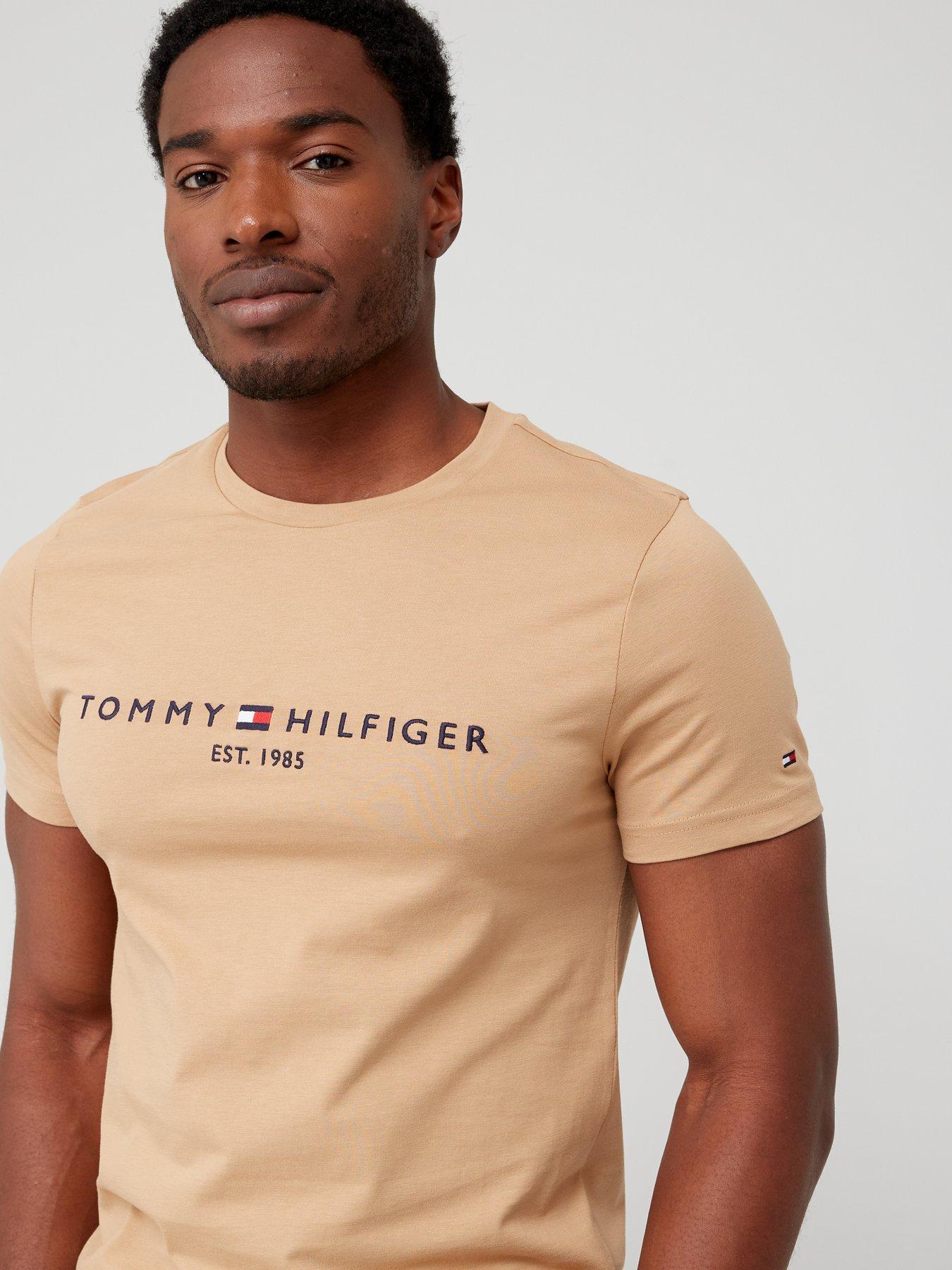 Tommy Hilfiger Logo Embroidered Tee Tan