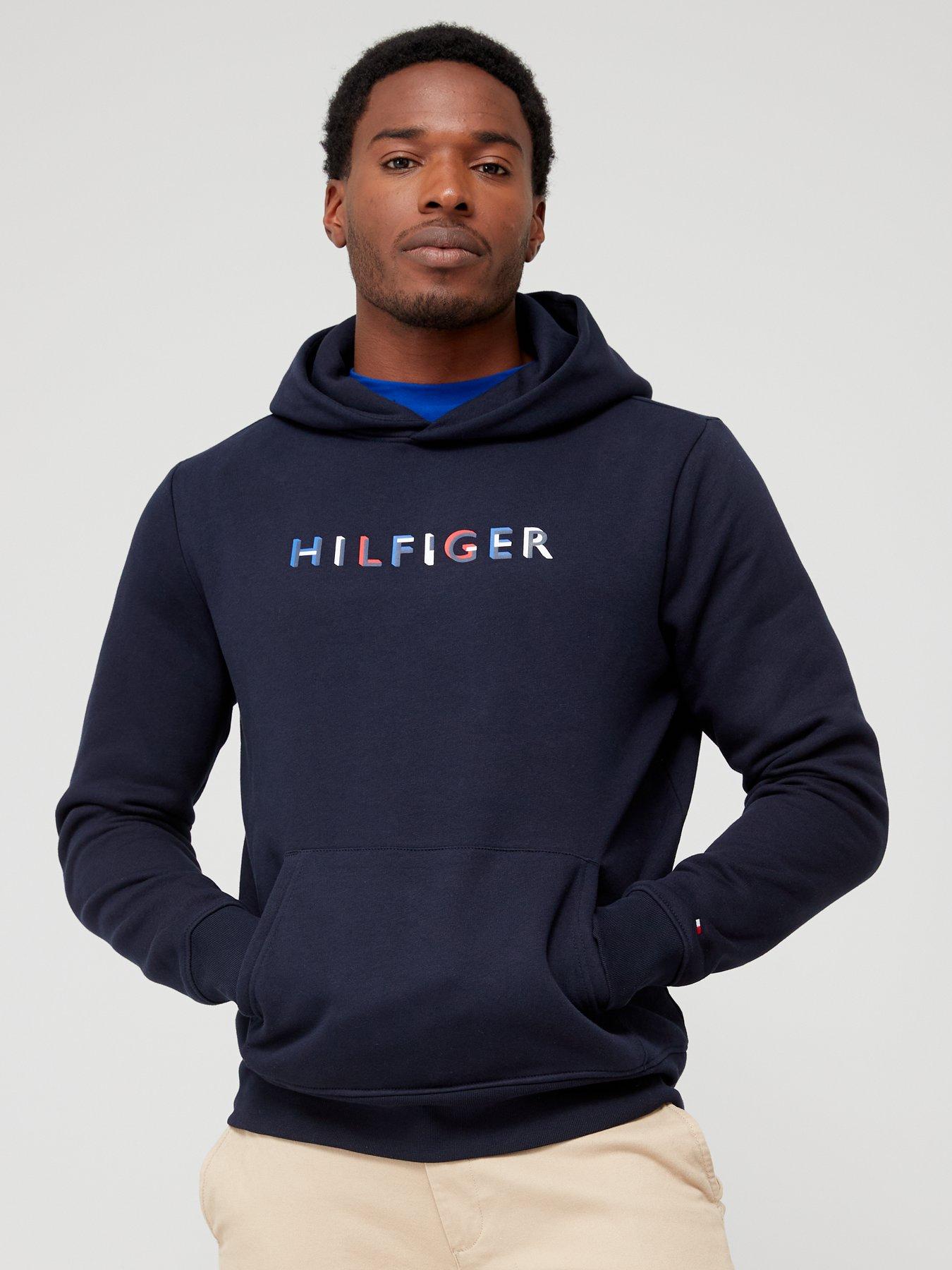 Tommy Hilfiger Logo Print Hoodie - Navy | very.co.uk