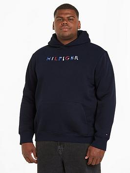 tommy hilfiger big & tall print logo hoodie - blue