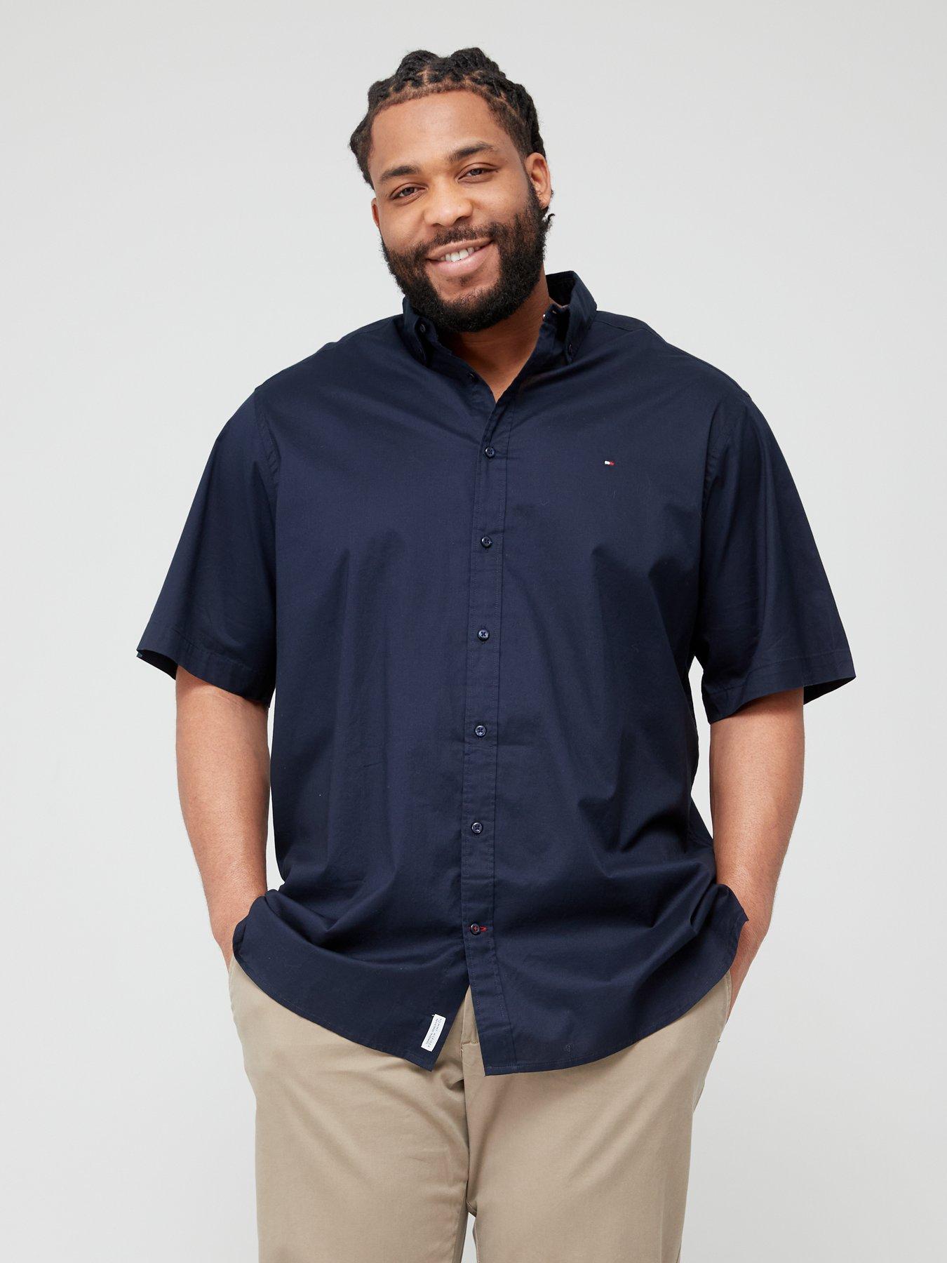 Big Tall Poplin Short Sleeve Regular Fit Shirt Blue