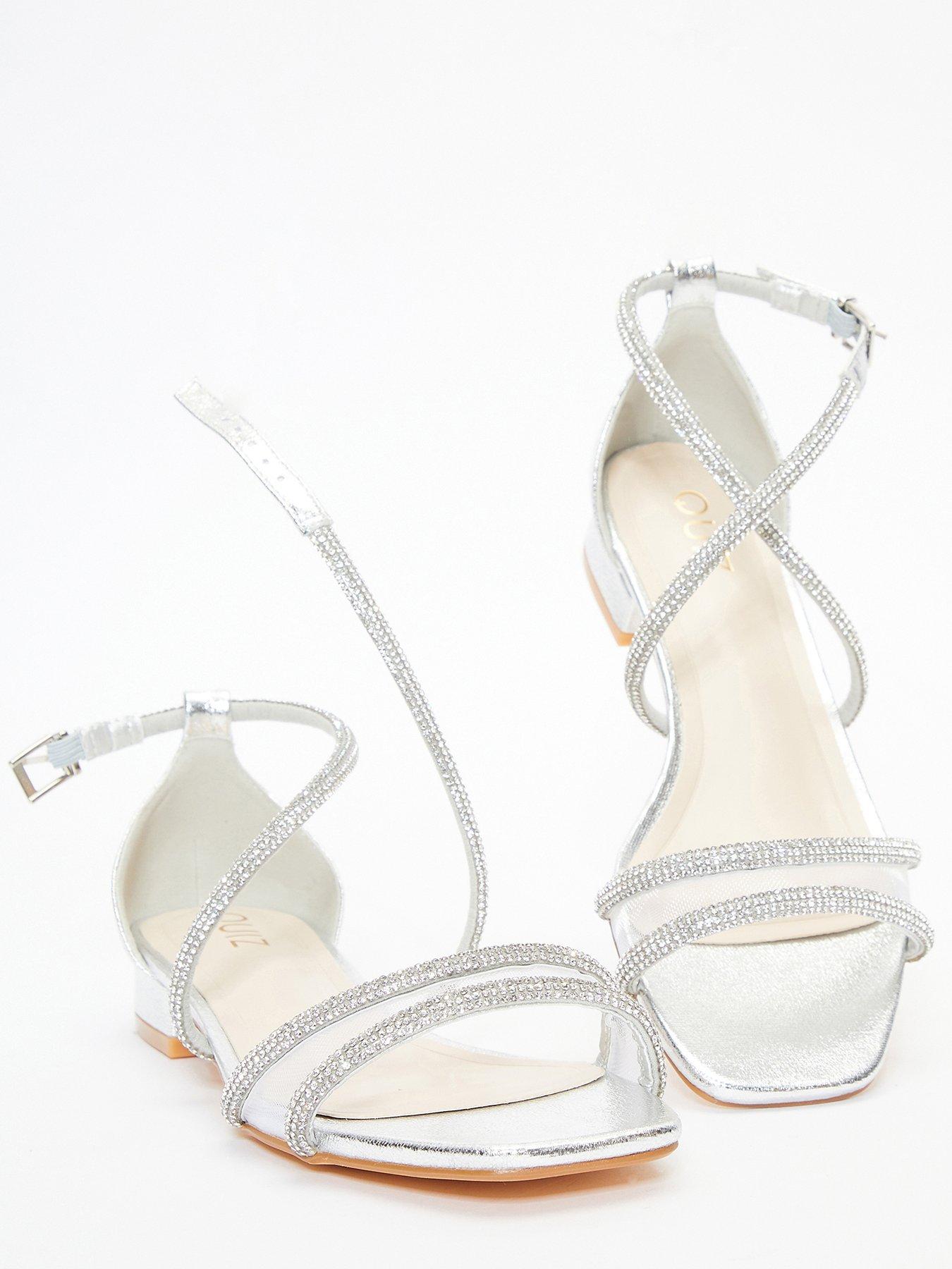 Quiz silver diamante 2025 flat sandals