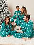  image of very-man-mens-family-christmas-fleece-tree-print-mini-me-christmas-pyjamas-green