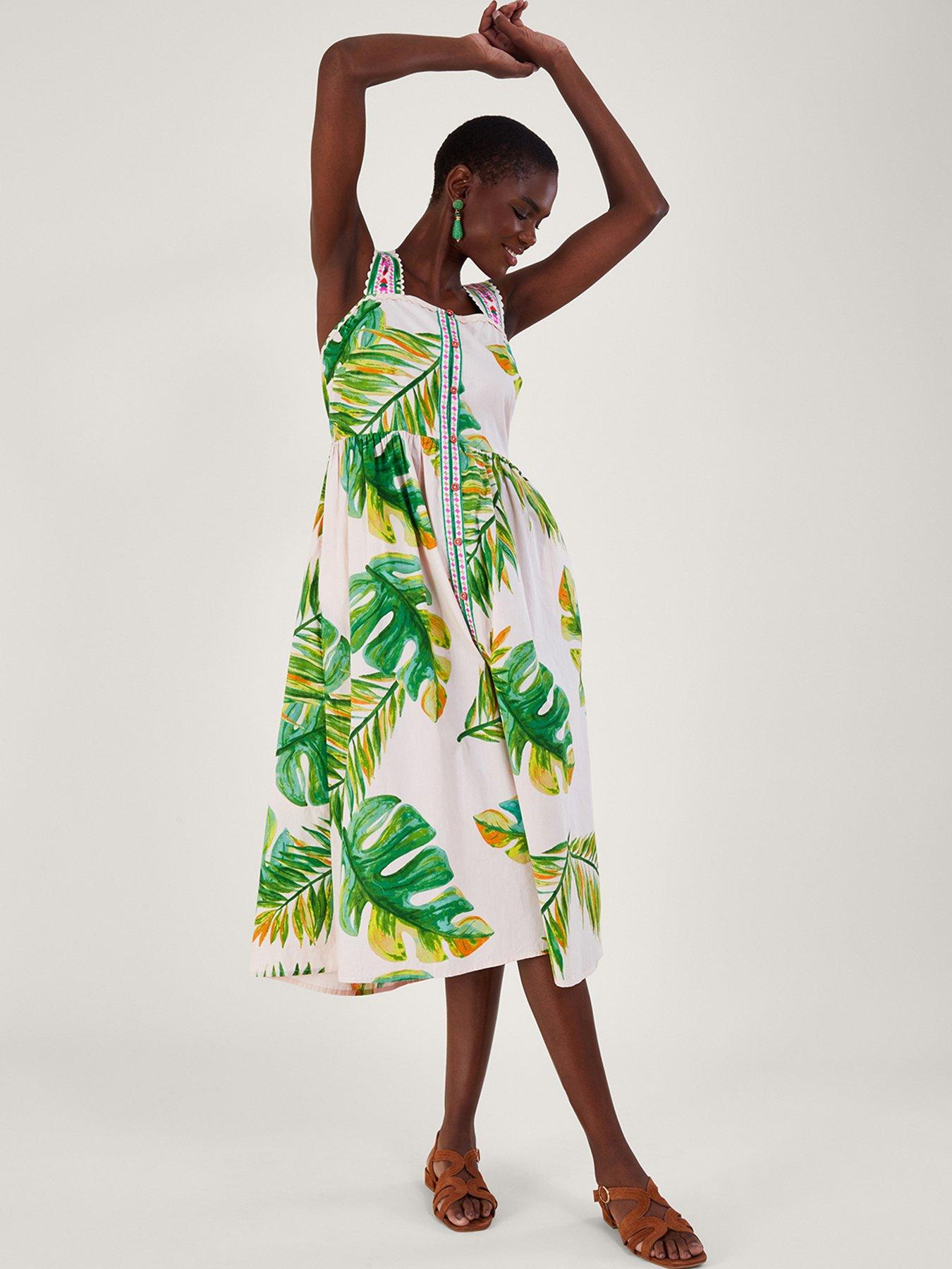 Palm leaf shop dress h&m