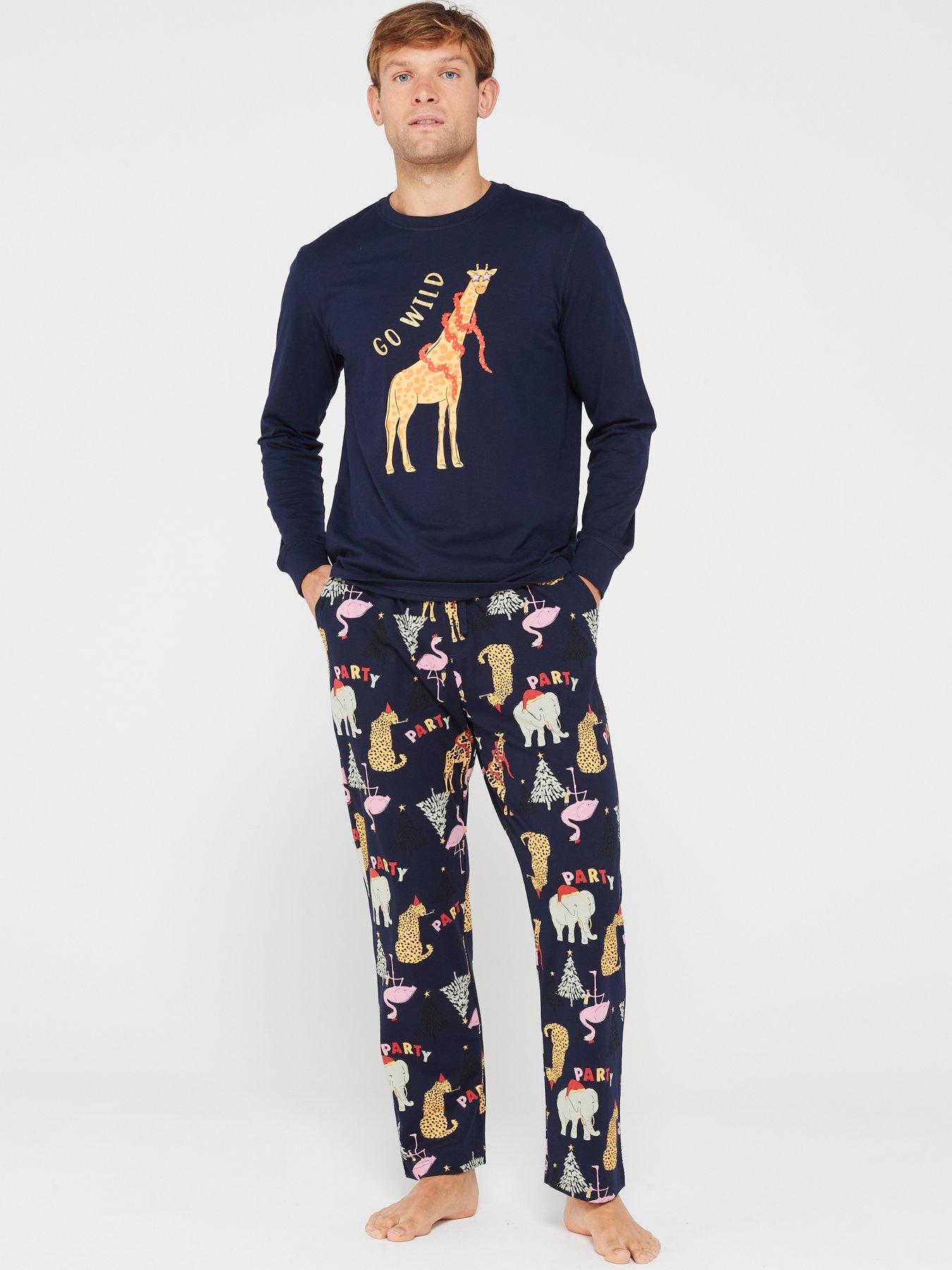 Mens Family Moose Fairisle Mini Me Christmas Pyjamas - Navy