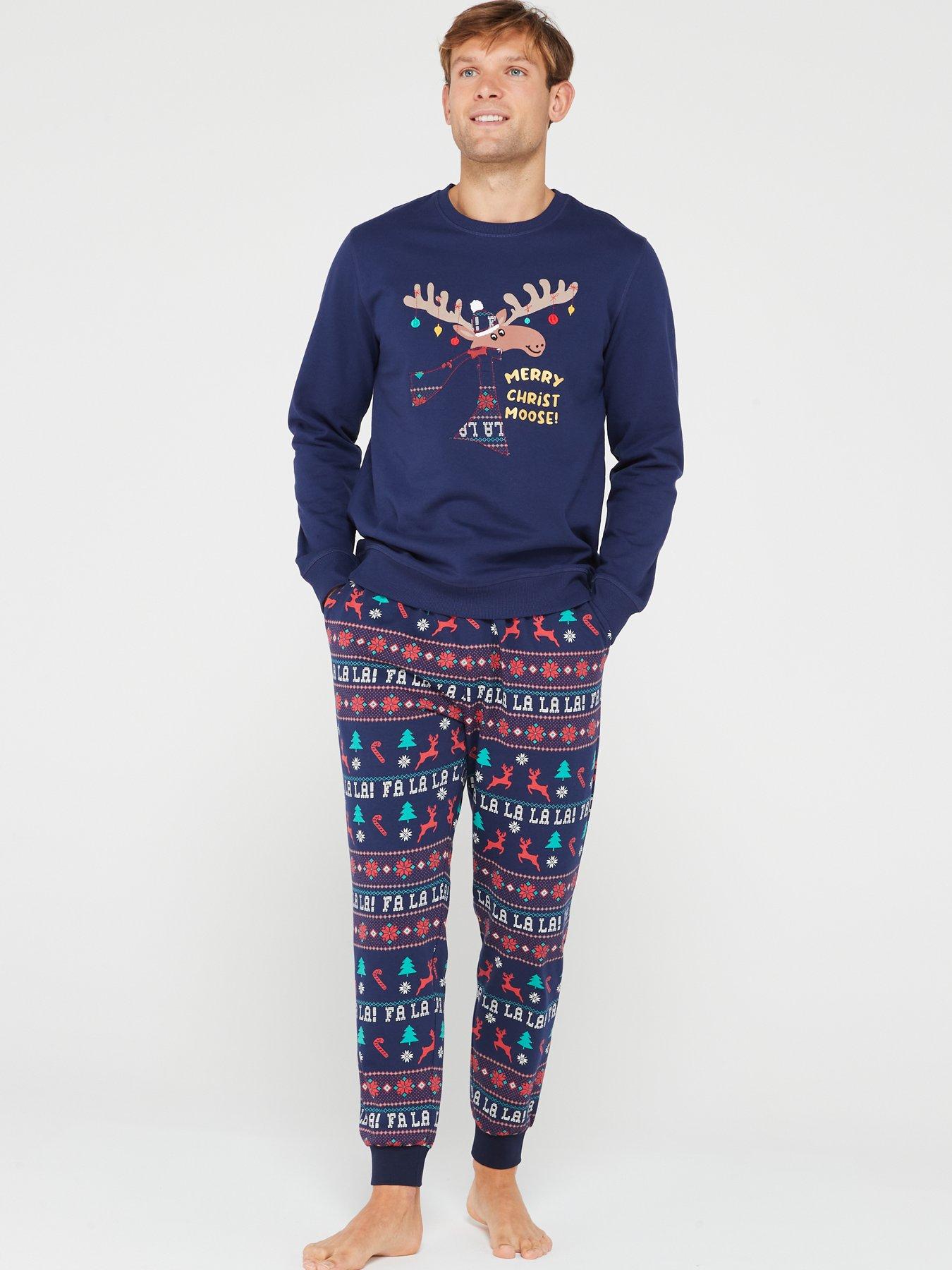 Mens fleece christmas pyjamas hot sale