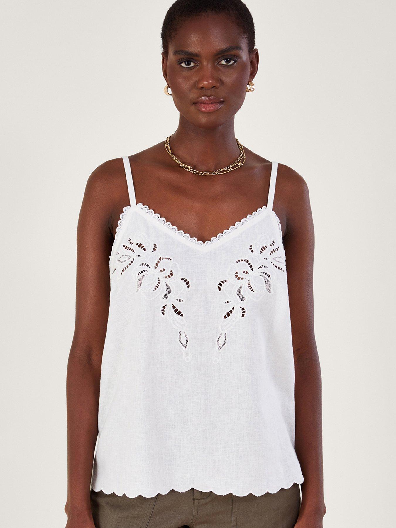 Embroidered Cami Top in LENZING™ ECOVERO™ Ivory