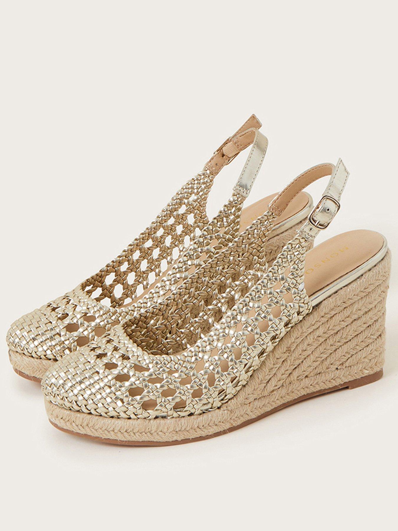 Monsoon Metallic Woven Closed Toe Wedge Gold very