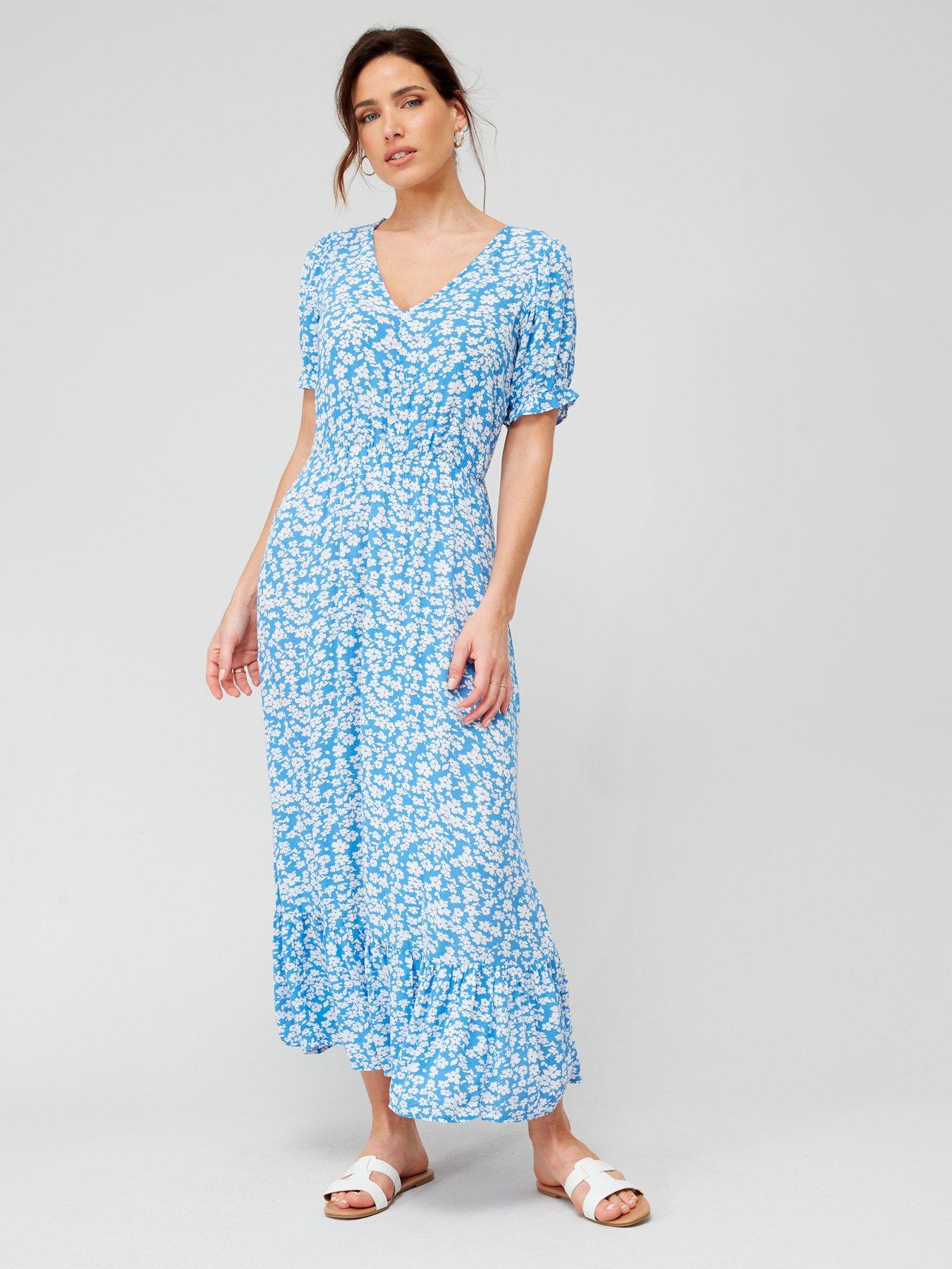 Only Printed Maxi Dress - Blue | Very.co.uk
