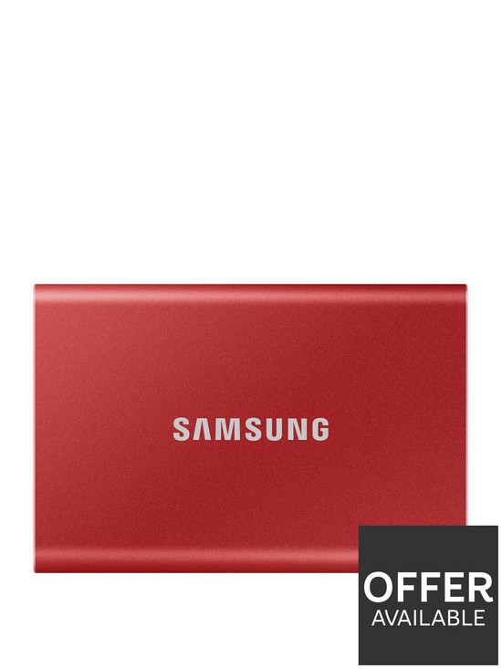 front image of samsung-t7-2tb-portable-ssd-usb-32----red