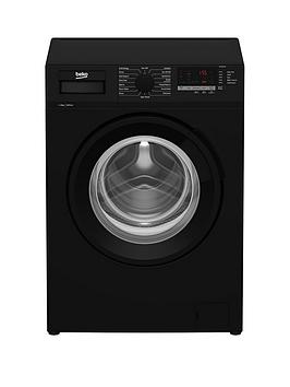 Product photograph of Beko Wtl84151b 8kg Load 1400rpm Spin Freestanding Recycledtub Washing Machine - Black from very.co.uk