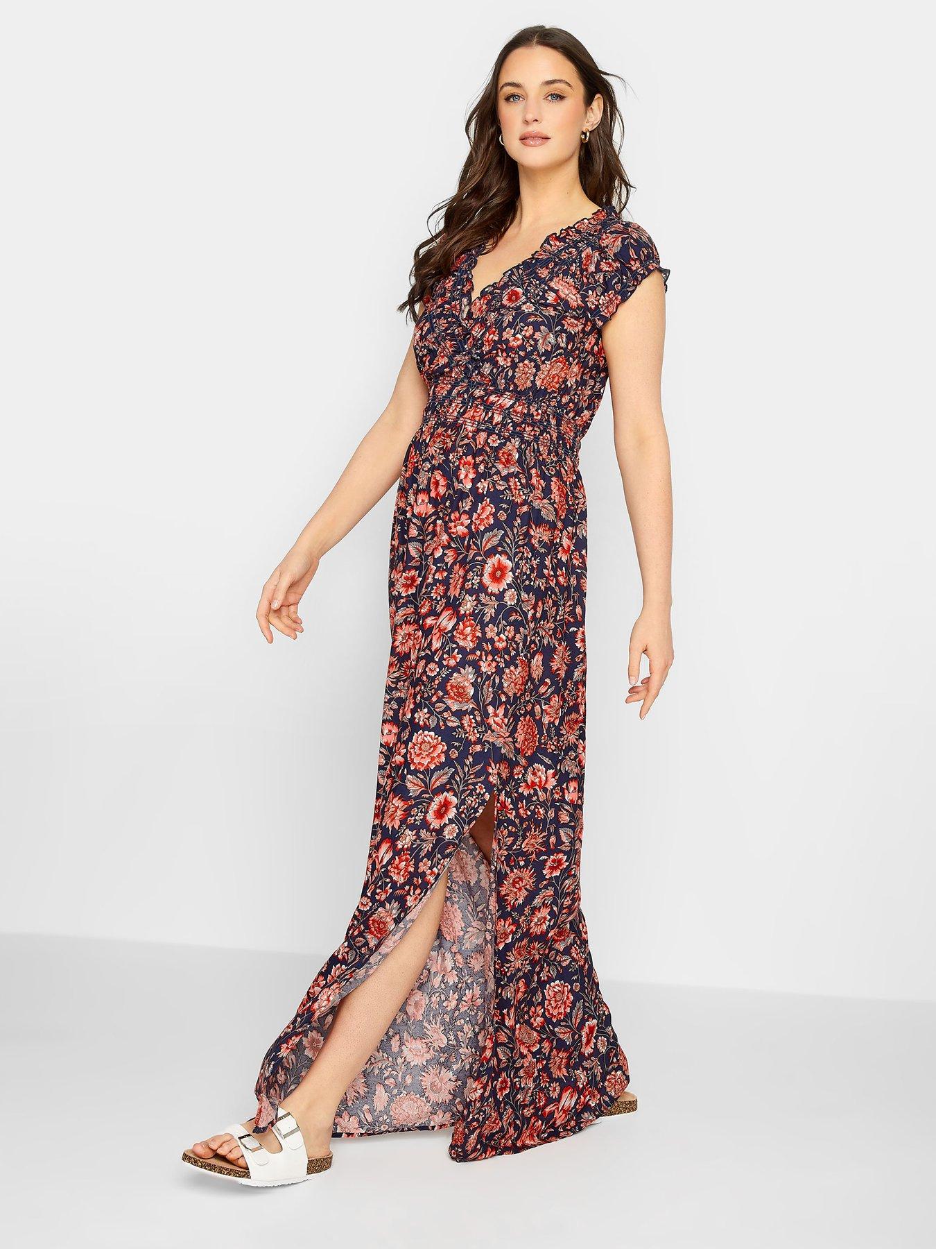 Image 1 of 4 of Long Tall Sally Floral Print Dress - Blue