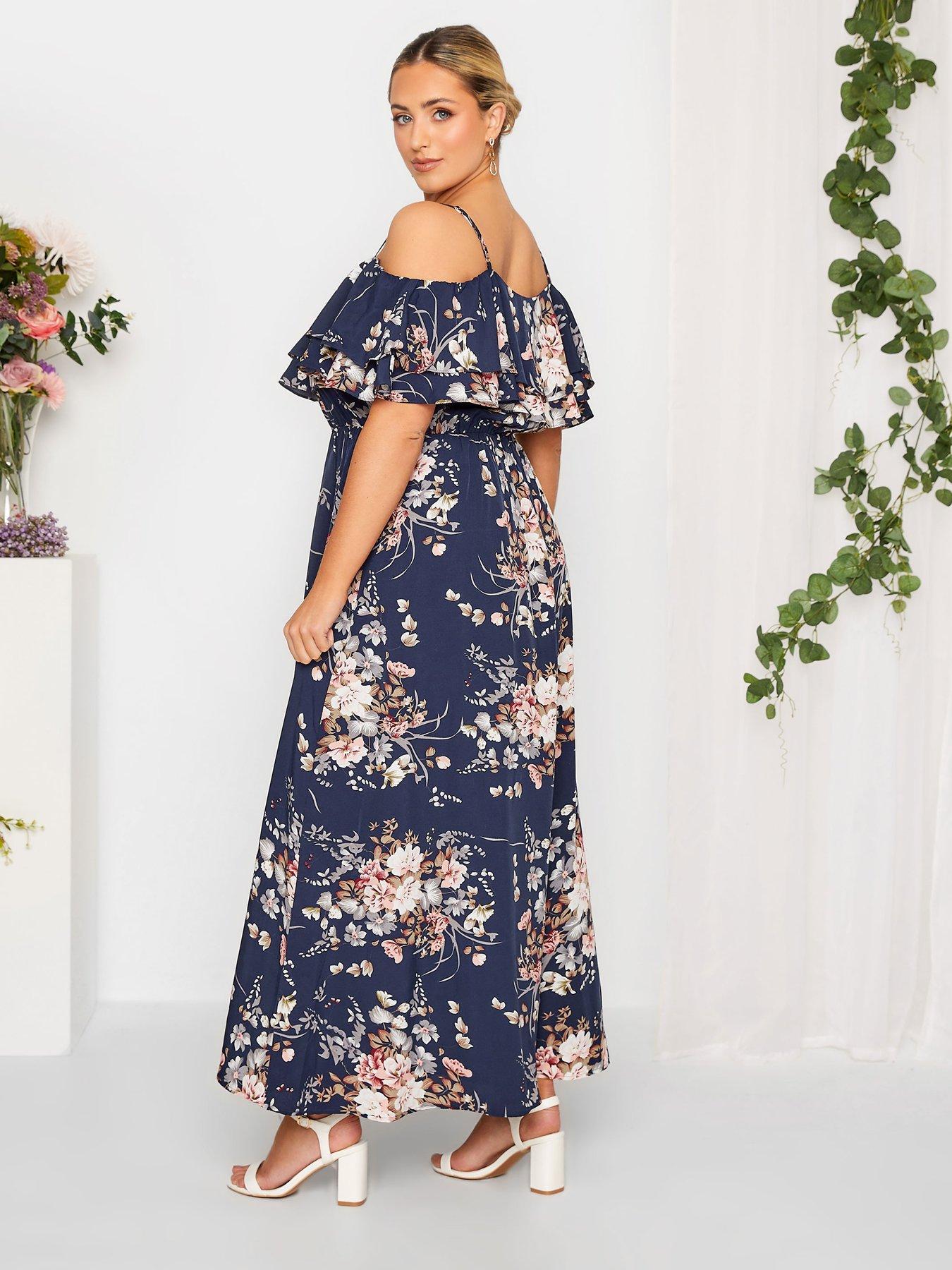 Navy cold best sale shoulder maxi dress