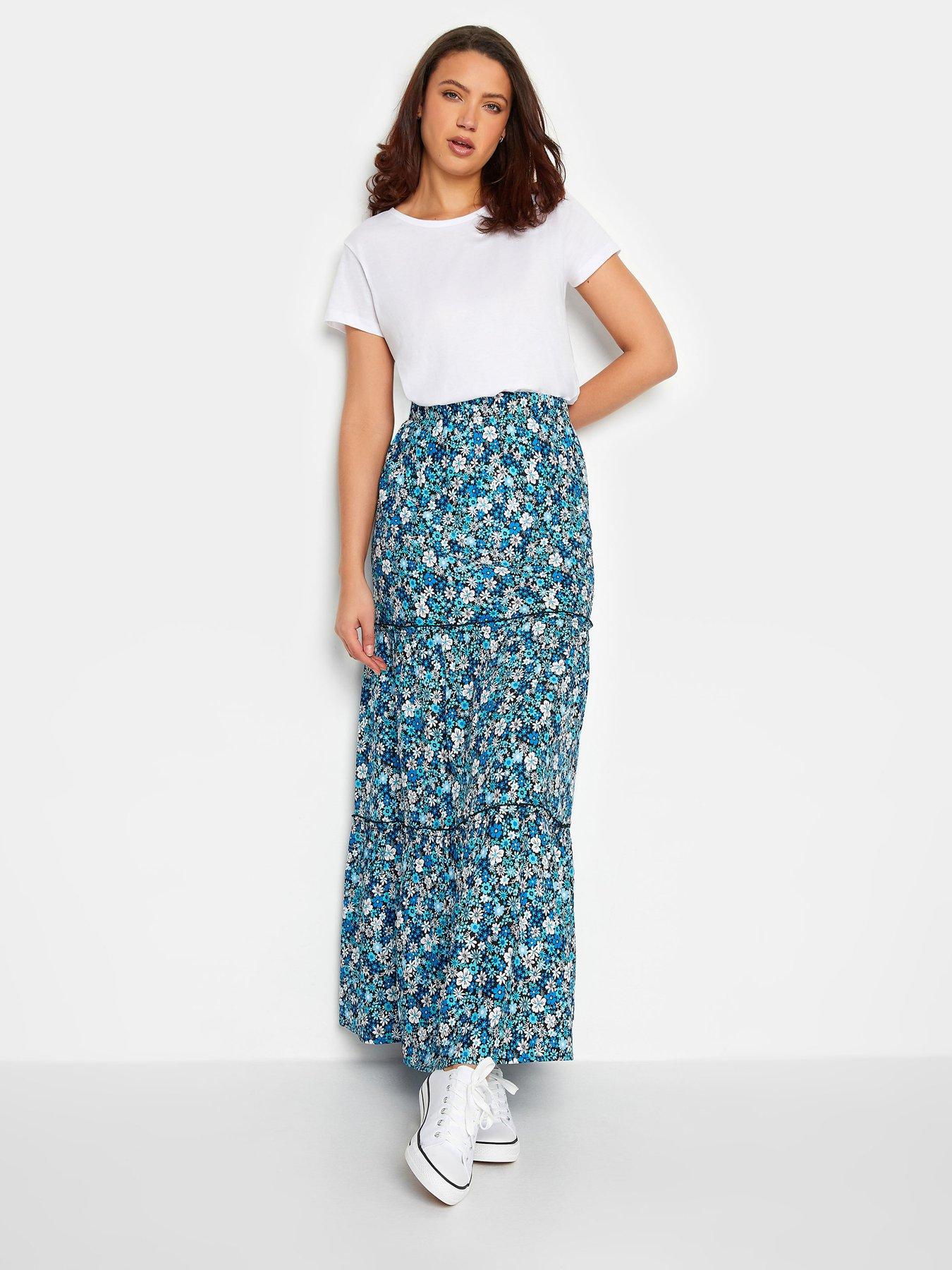 Ditsy tiered cheap maxi skirt