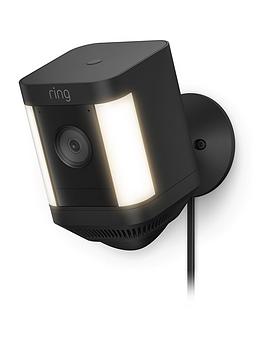 Product photograph of Ring Spotlight Cam Plus Plug-in - Black - Uk from very.co.uk