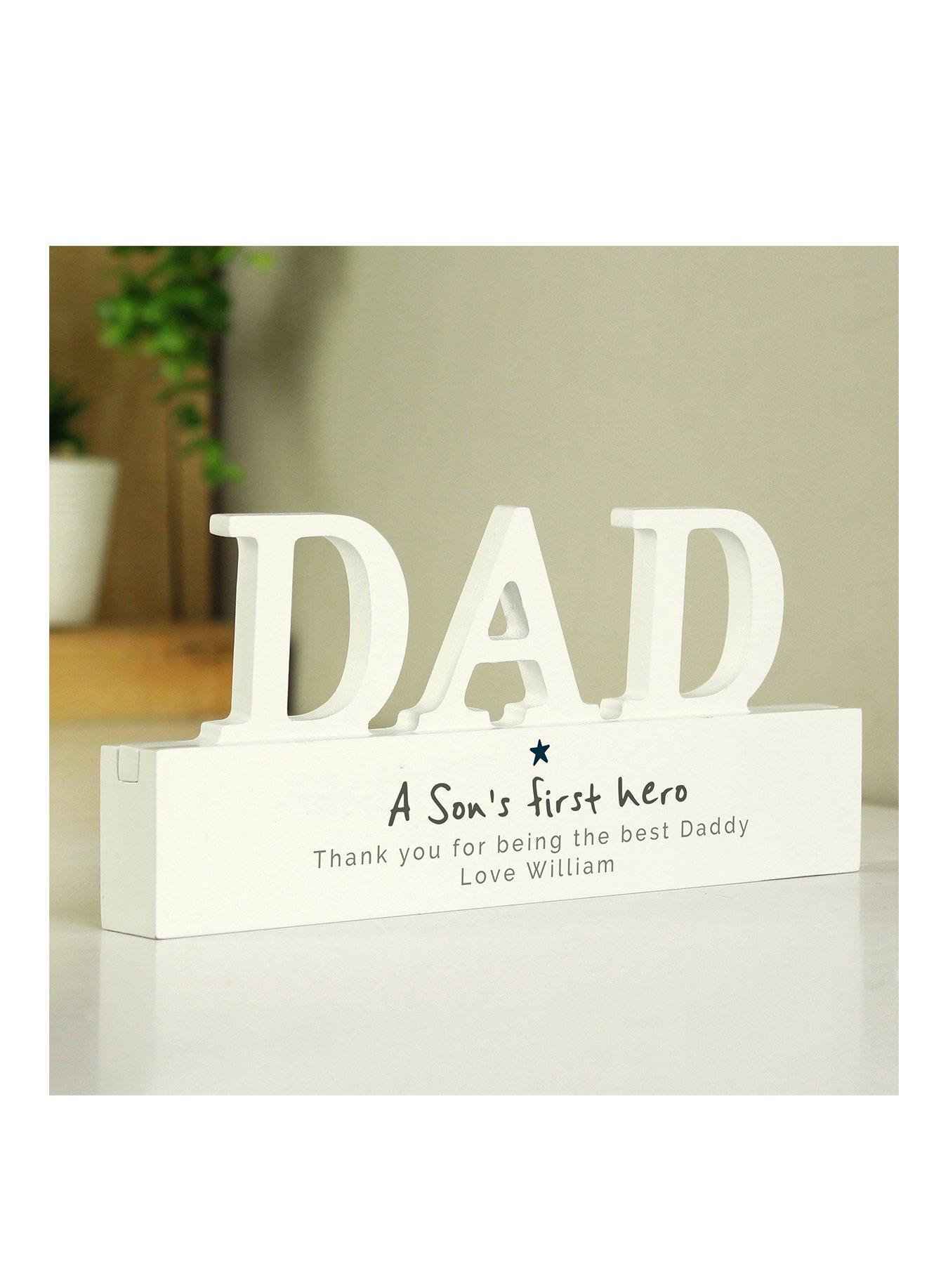 Product photograph of The Personalised Memento Company Personalised Wooden Dad Ornament from very.co.uk