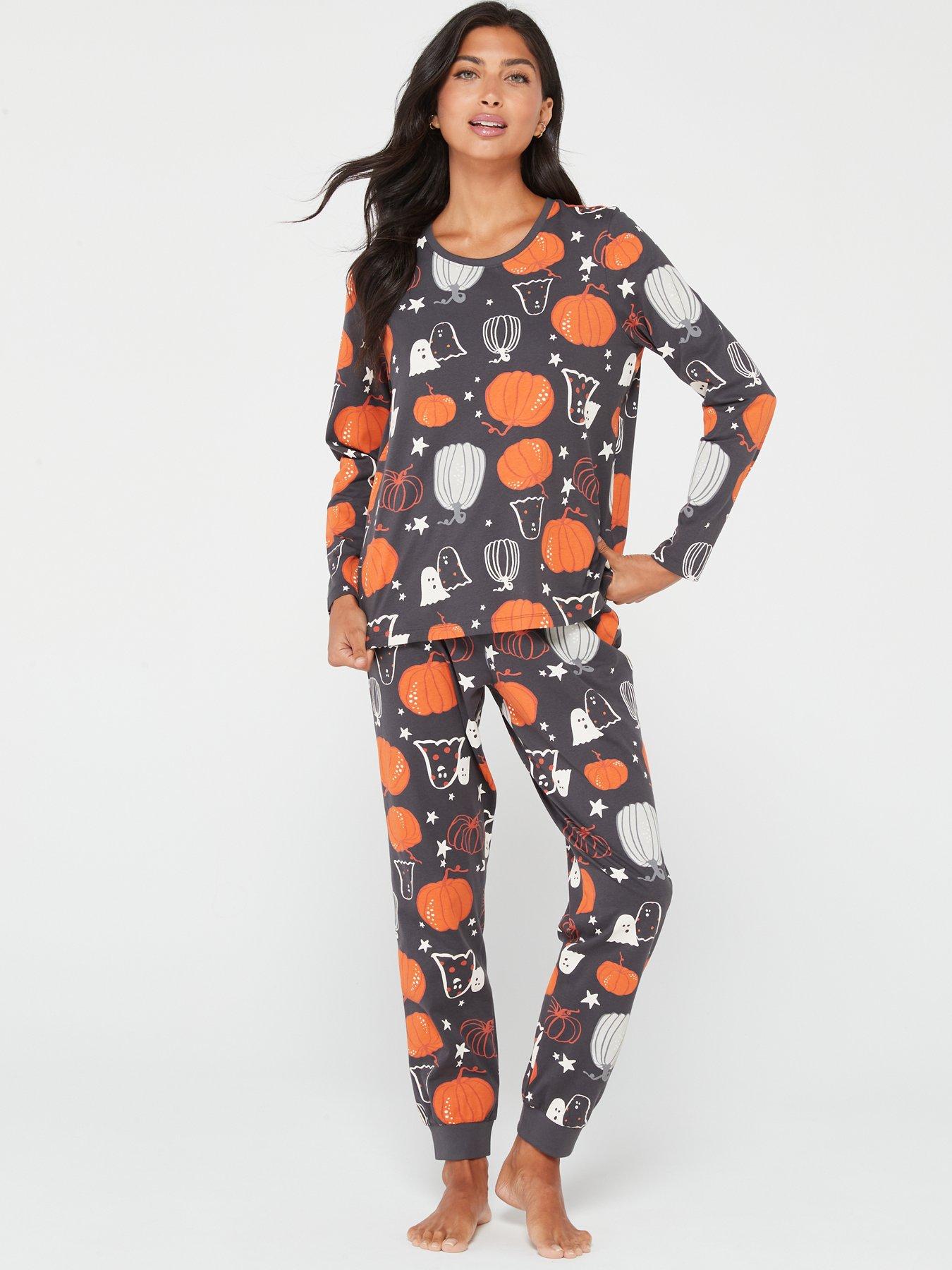 eguiwyn Womens Pajama Sets,Family Halloween Pajamas Set Pumpkin Print  Sleepwear Homewear Holiday Family Pajamas Set
