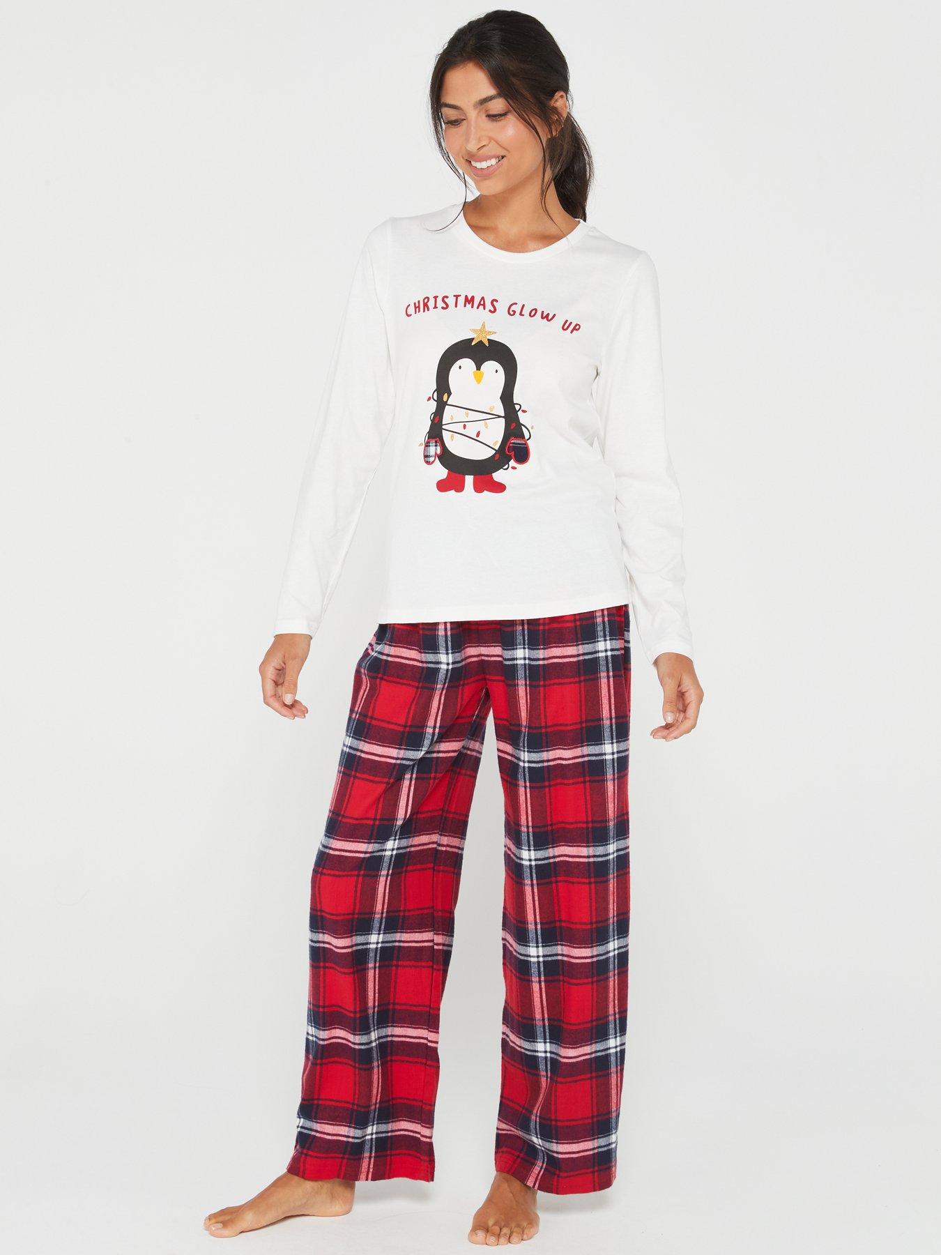 V by Very Ladies Family Penguin Mini Me Christmas Pyjamas Red