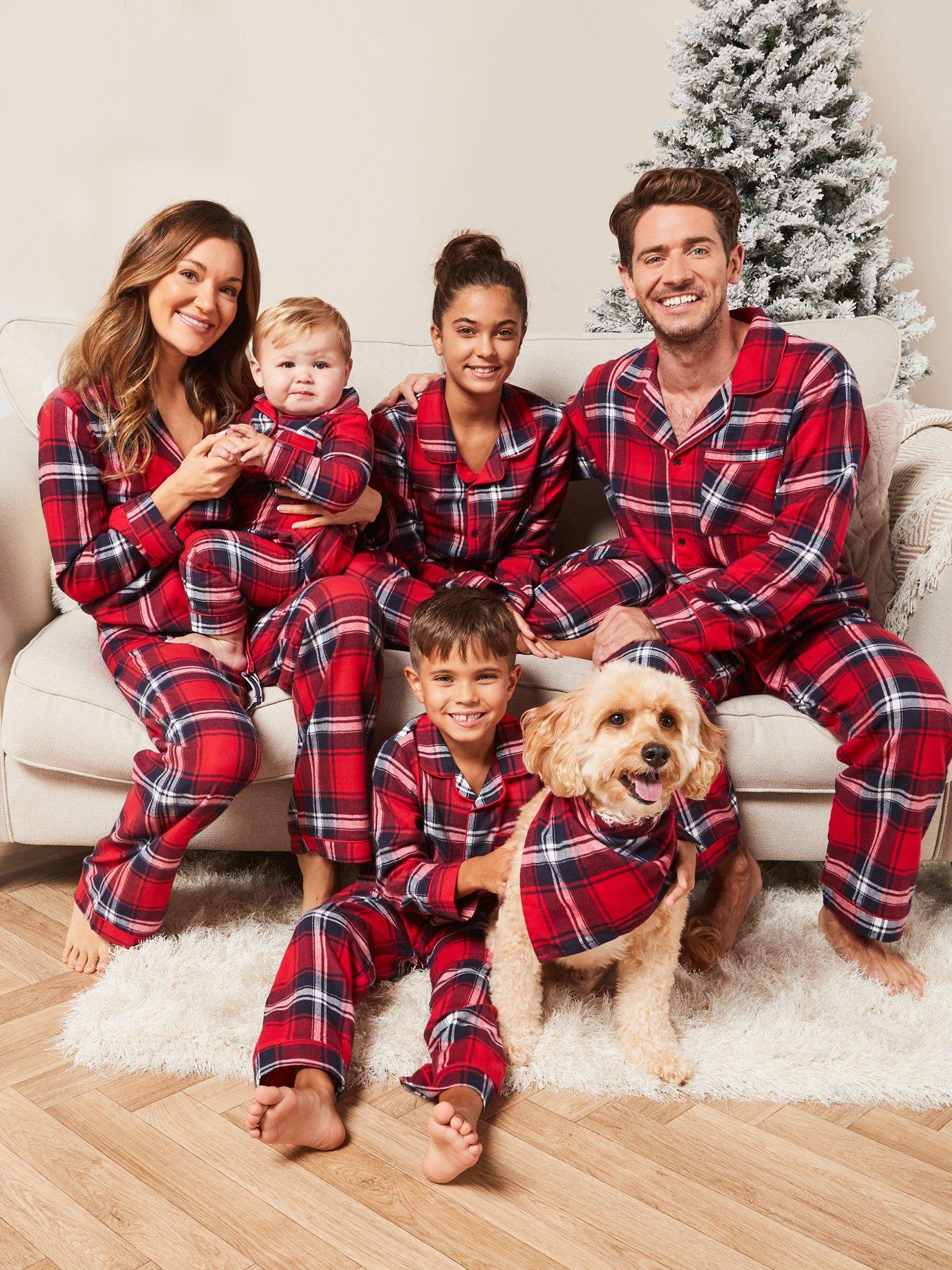 V by Very Ladies Family Red Check Revere Mini Me Christmas Pyjamas - Red