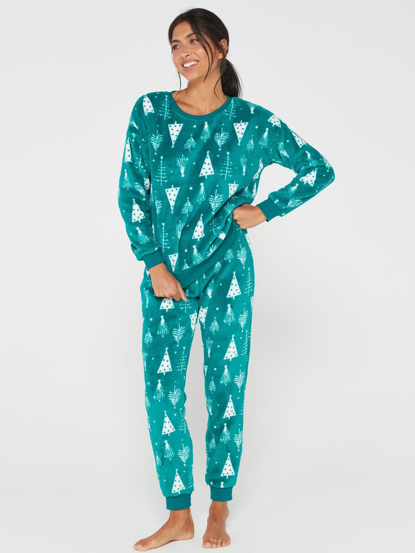 Womens christmas best sale fleece pyjamas