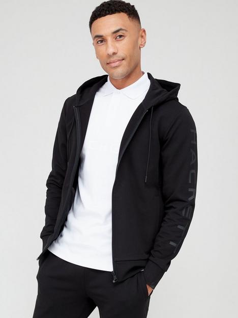 hackett-essential-zip-thru-hoodie-black