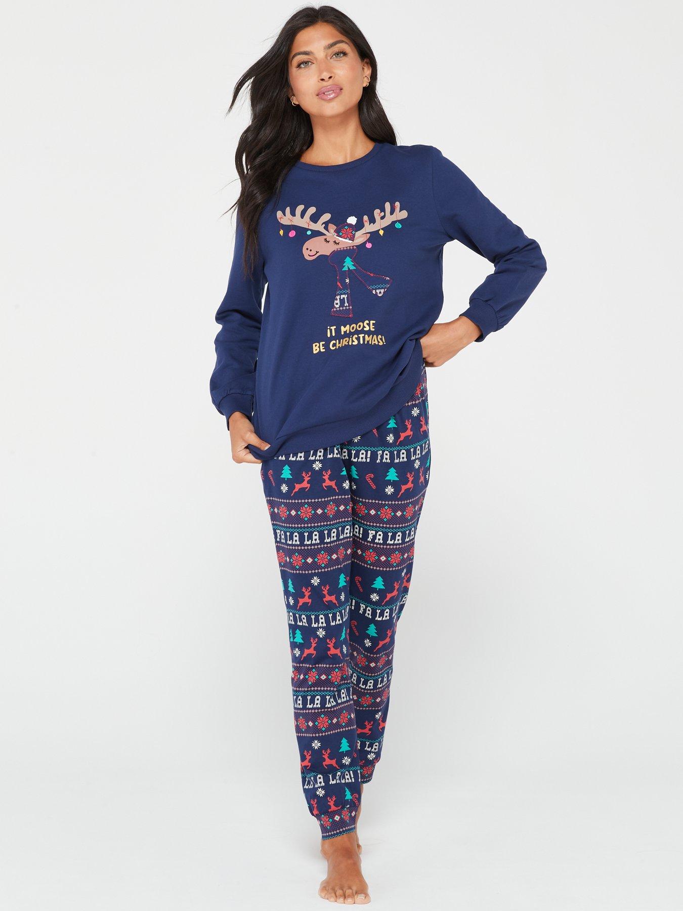 Womens fleece christmas online pyjamas